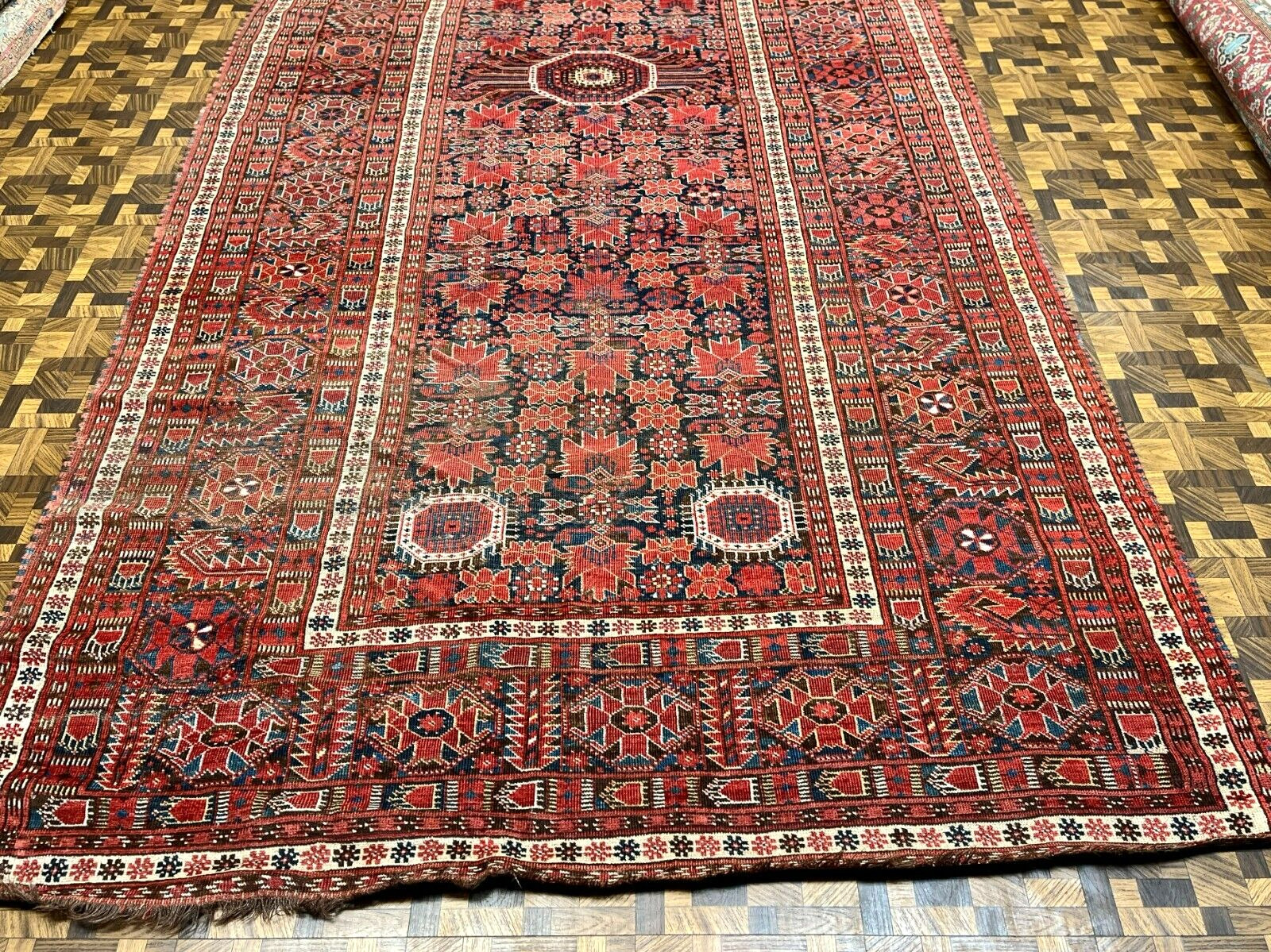 Rare Antique Turkoman Choder Ersari Large Rug
