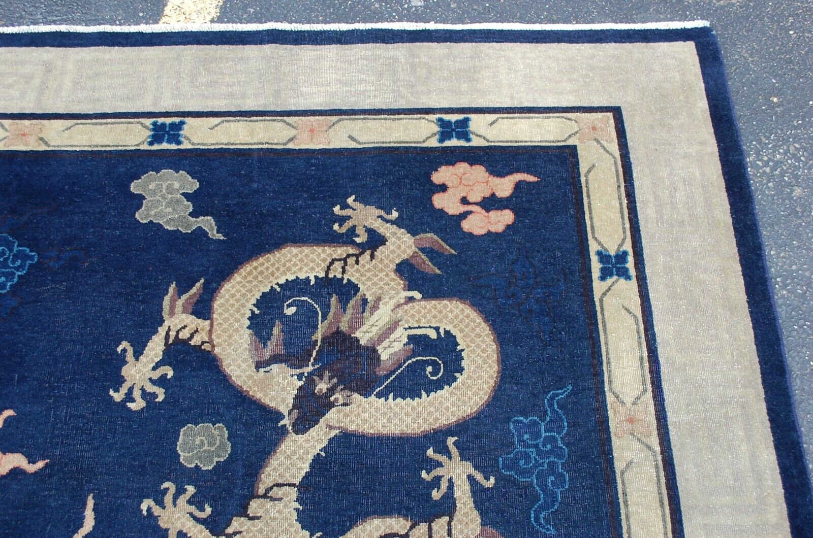 Early 1900s Chinese Dragon Qing Dynasty Rug 8.9x11.5