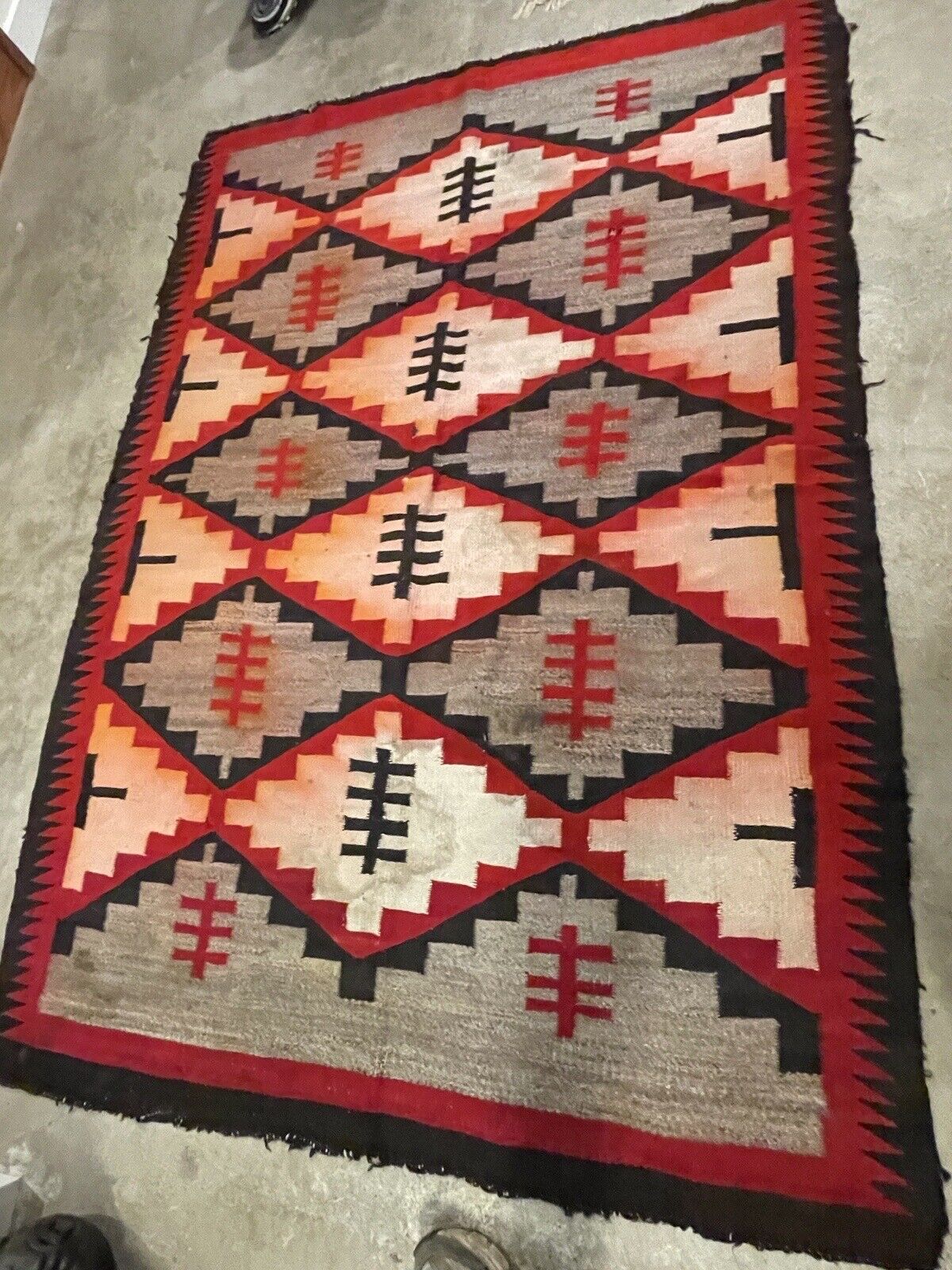 Large Antique Navajo Ganado Rug, 85" x 59