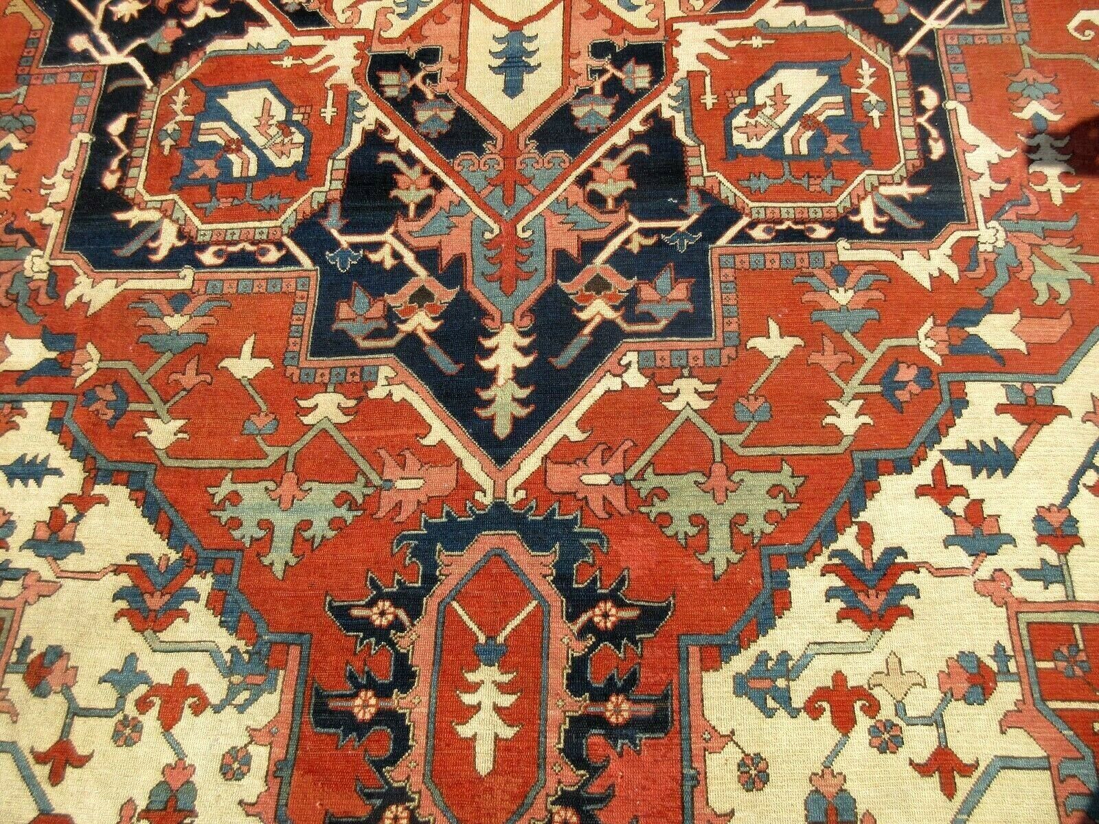 Rare 11x15 Antique Serapi Oriental Carpet