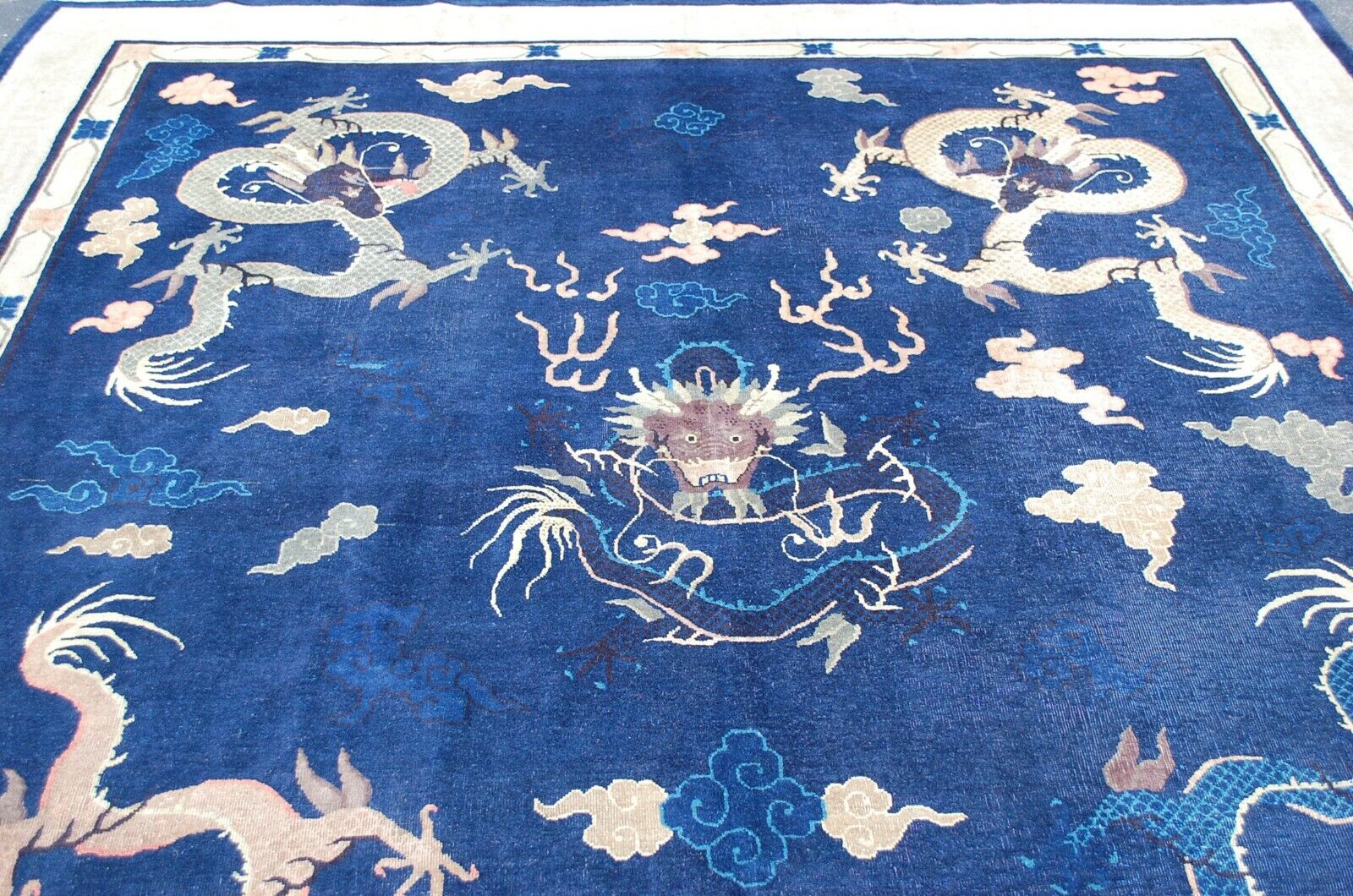Early 1900s Chinese Dragon Qing Dynasty Rug 8.9x11.5