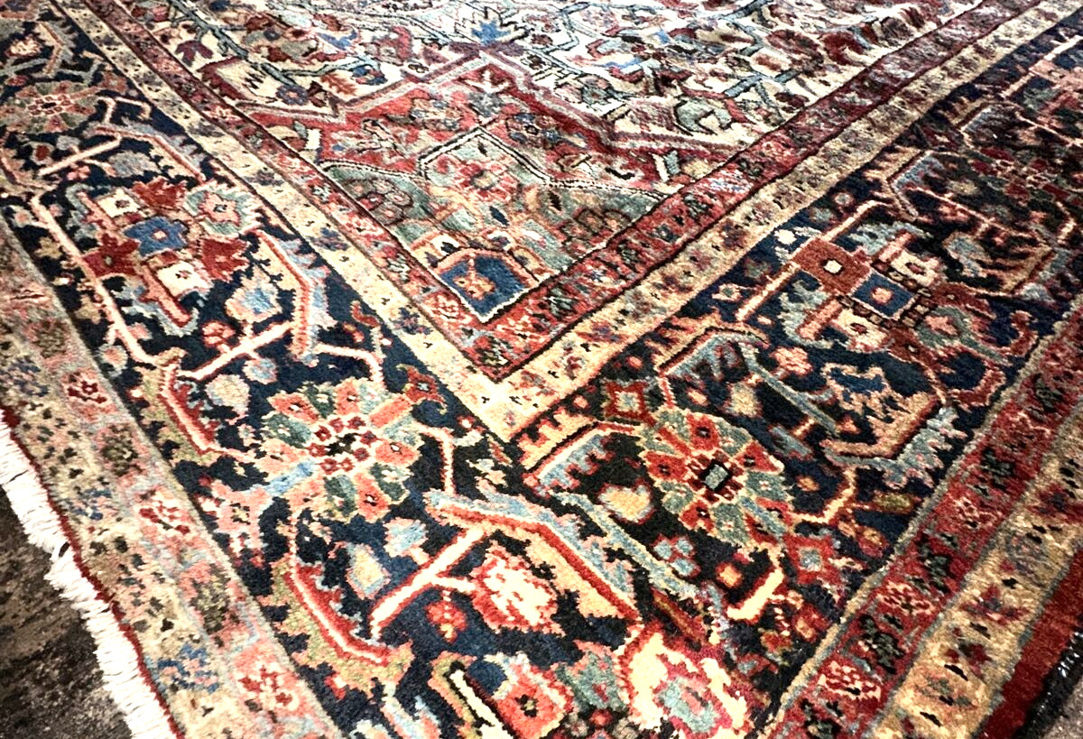 Antique Heriz Red Wool Rug – 12x20 Size