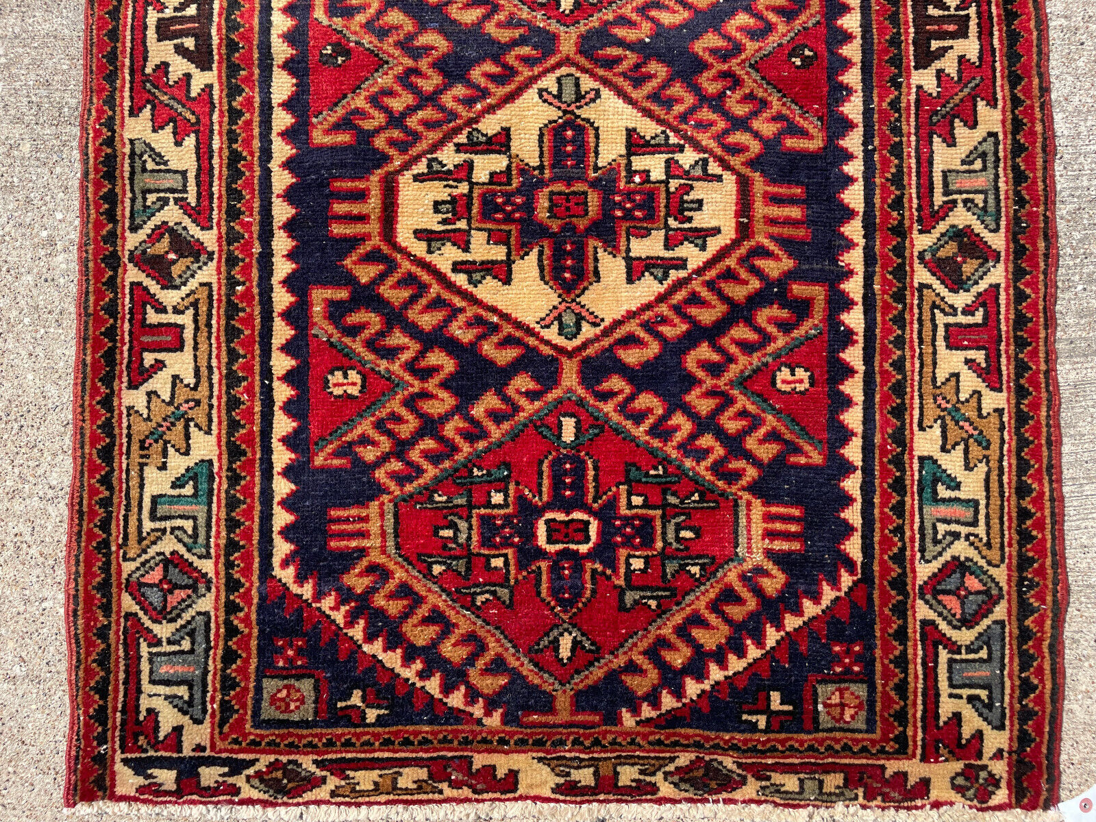 Hand-Knotted Antique Heriz Tribal Runner Rug 3x10