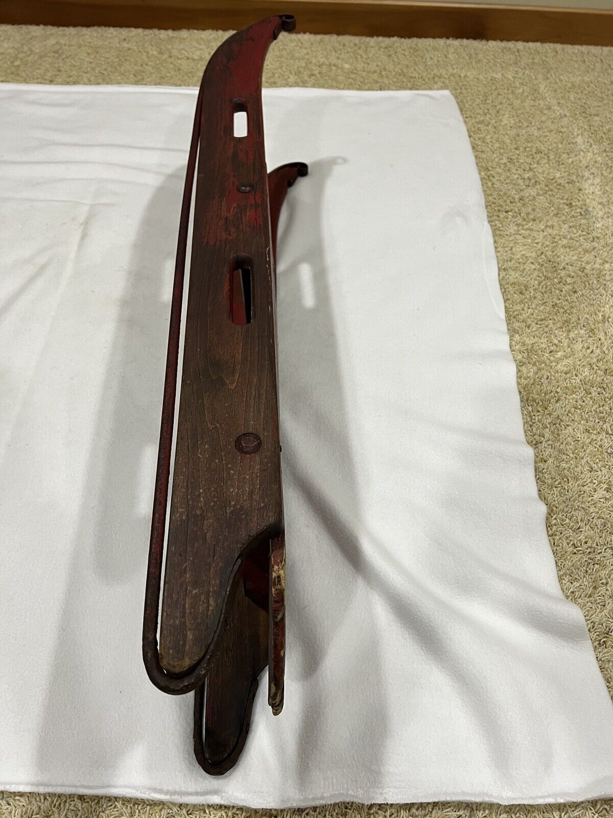 1800s Antique Red Wood Sled with Iron Runners