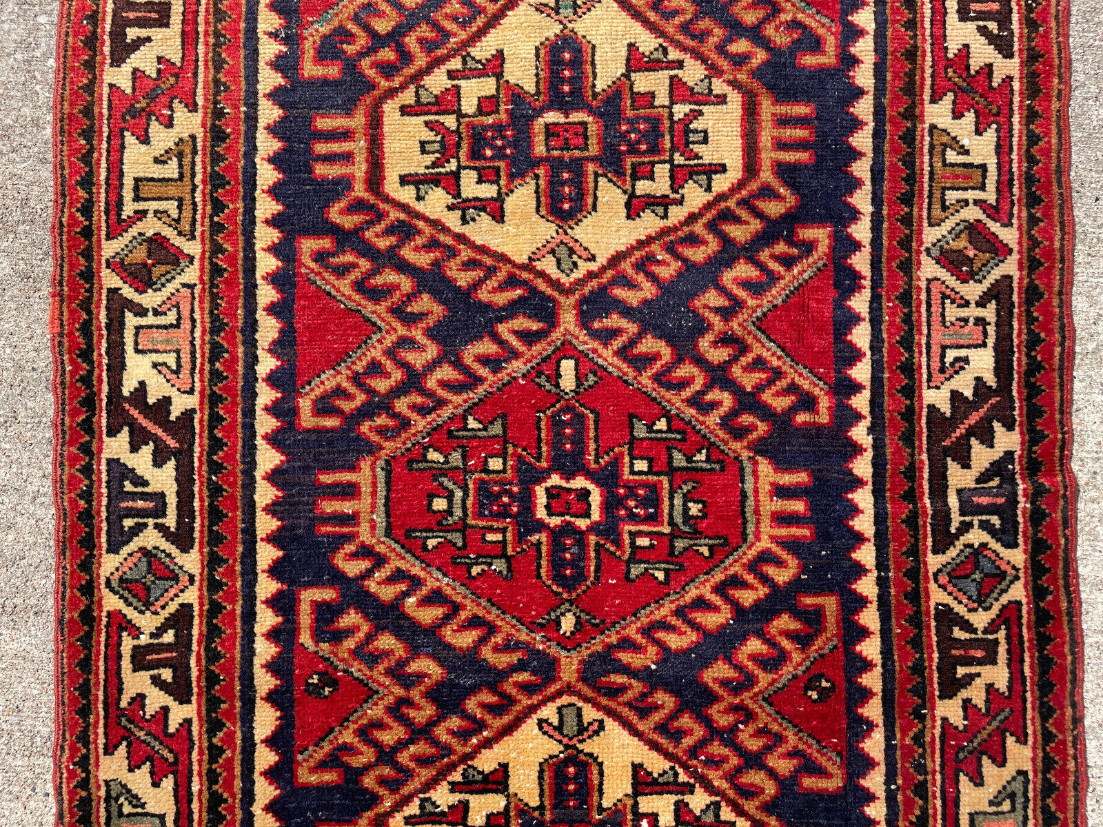 Hand-Knotted Antique Heriz Tribal Runner Rug 3x10