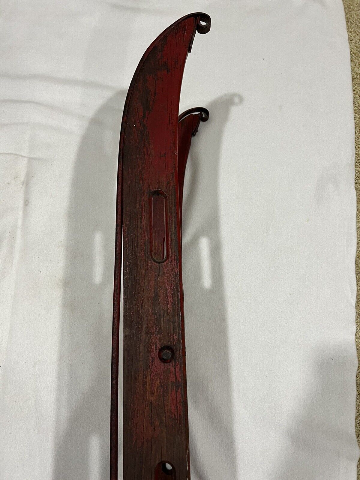 1800s Antique Red Wood Sled with Iron Runners