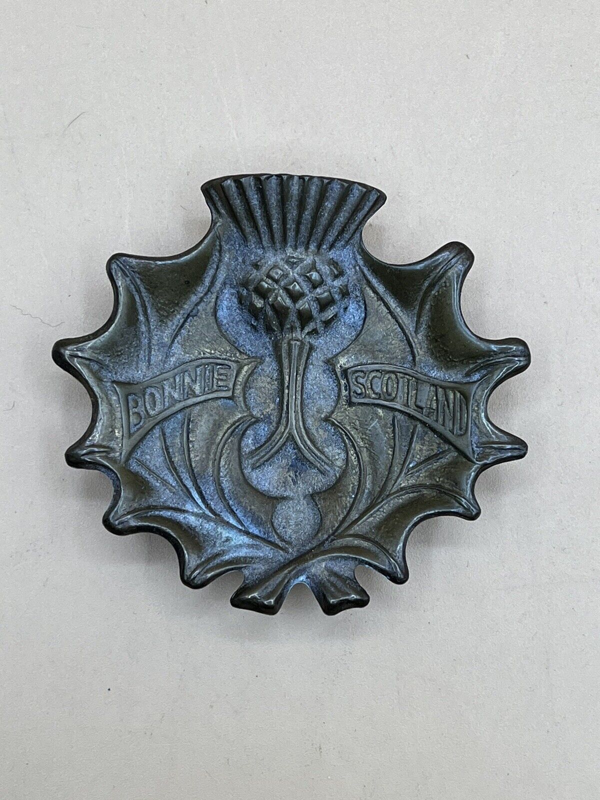Antique Bronze "Bonnie, Scotland" Tea Bag Tray