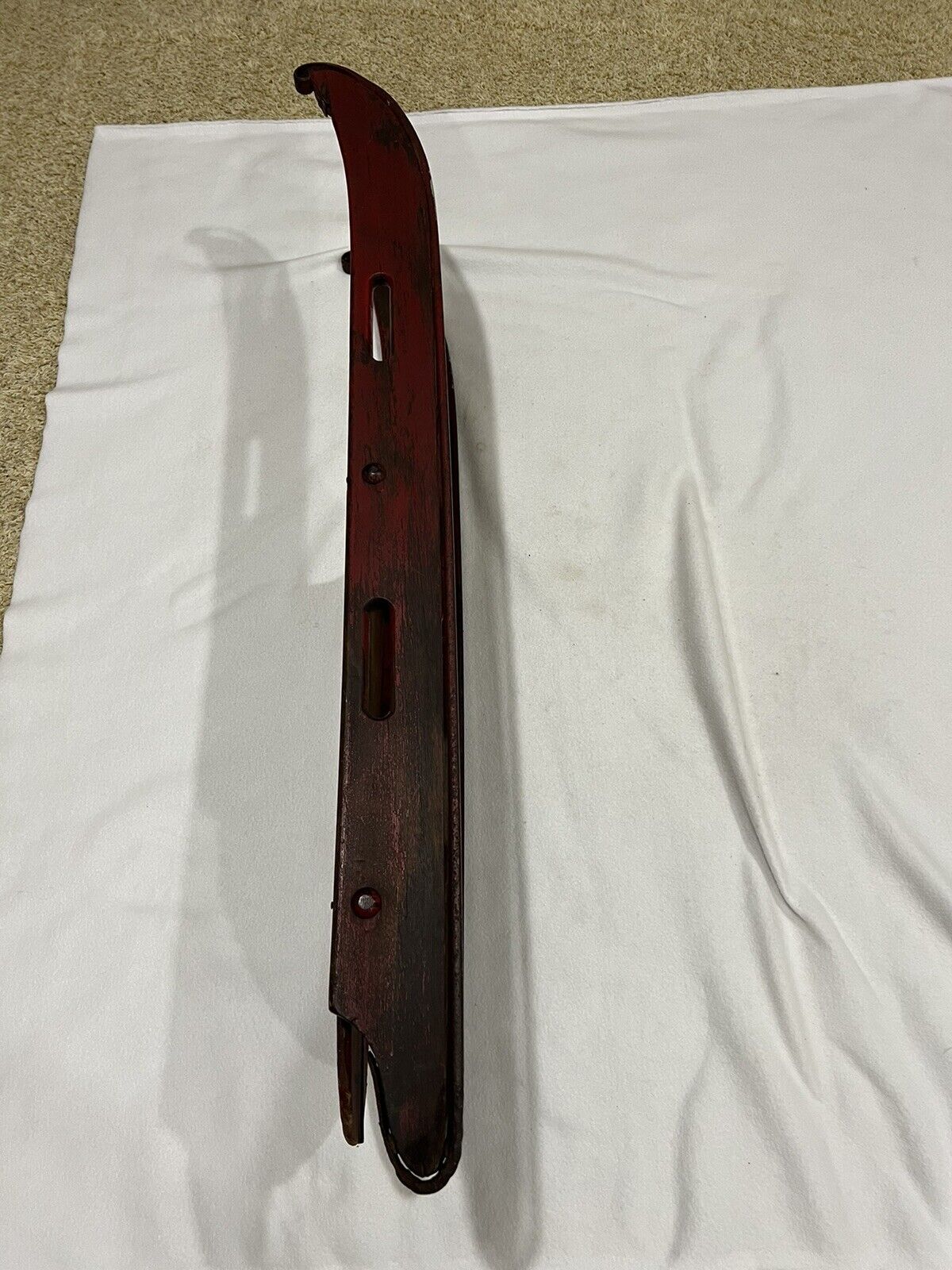 1800s Antique Red Wood Sled with Iron Runners