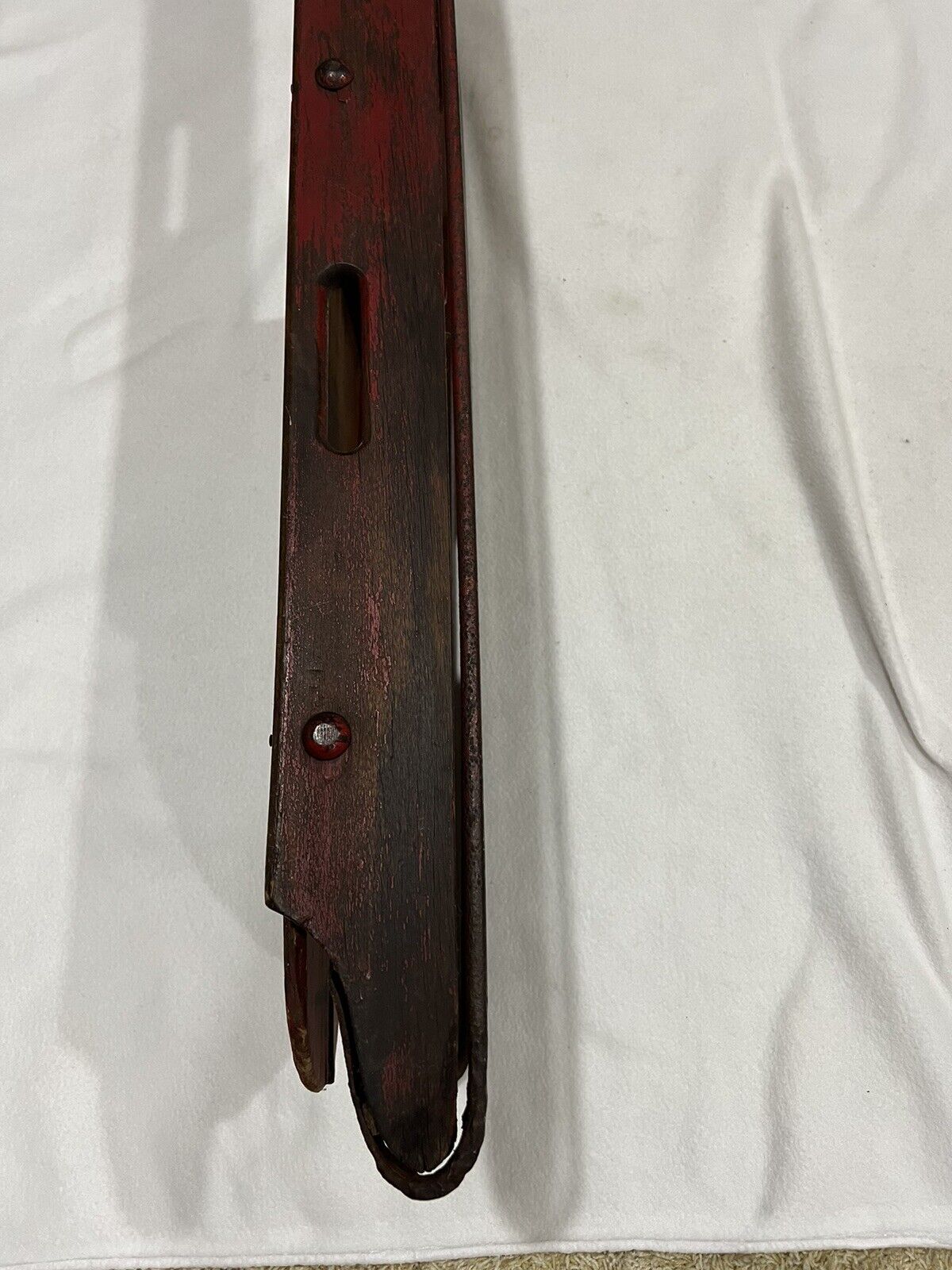 1800s Antique Red Wood Sled with Iron Runners