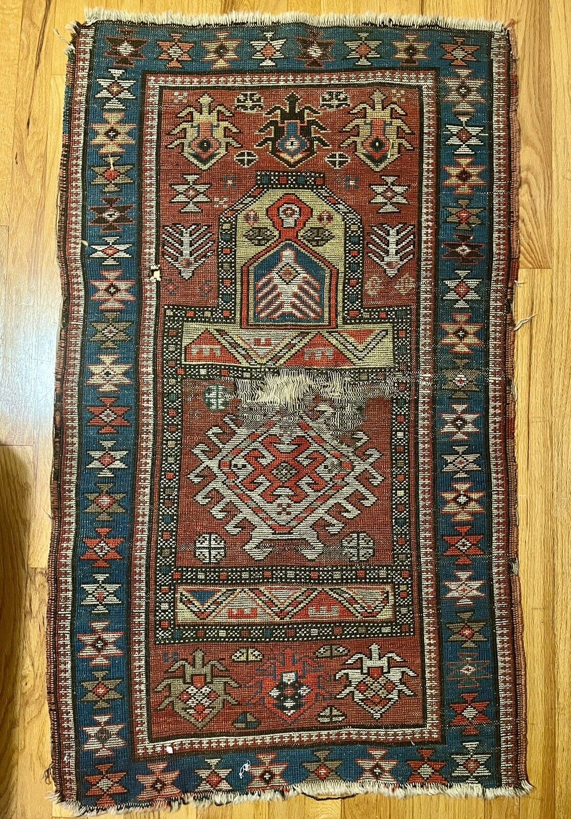 Antique Armenian Karabagh Persian Prayer Rug