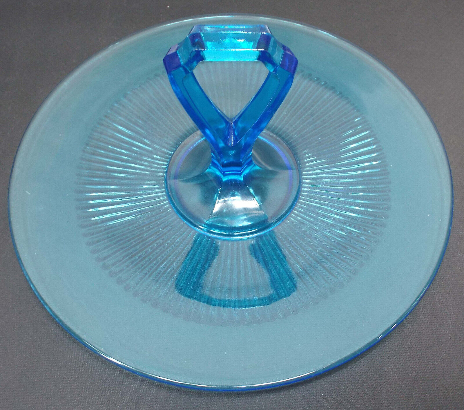 Antique 1900s Vaseline Blue Glass Server Tray