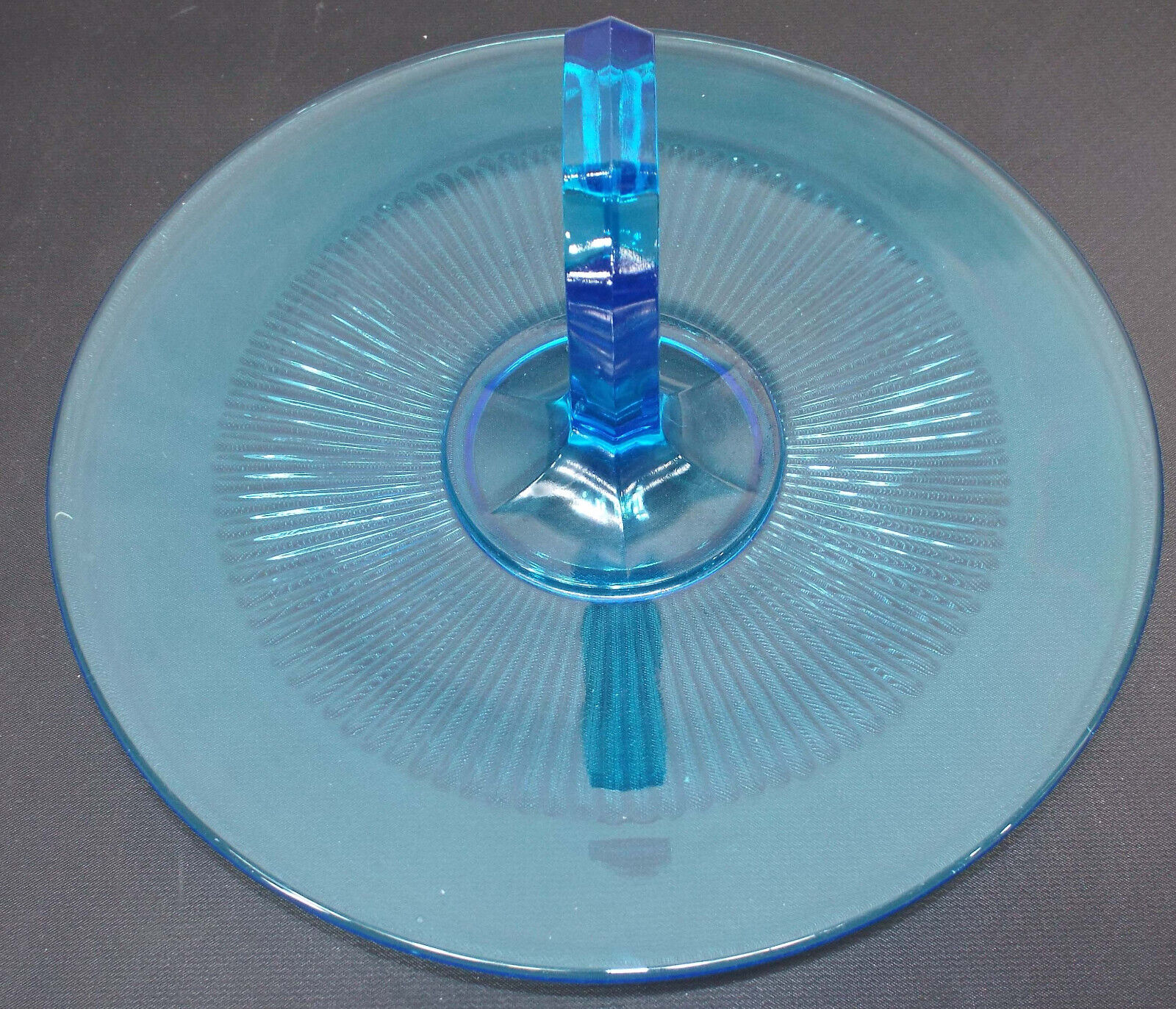 Antique 1900s Vaseline Blue Glass Server Tray
