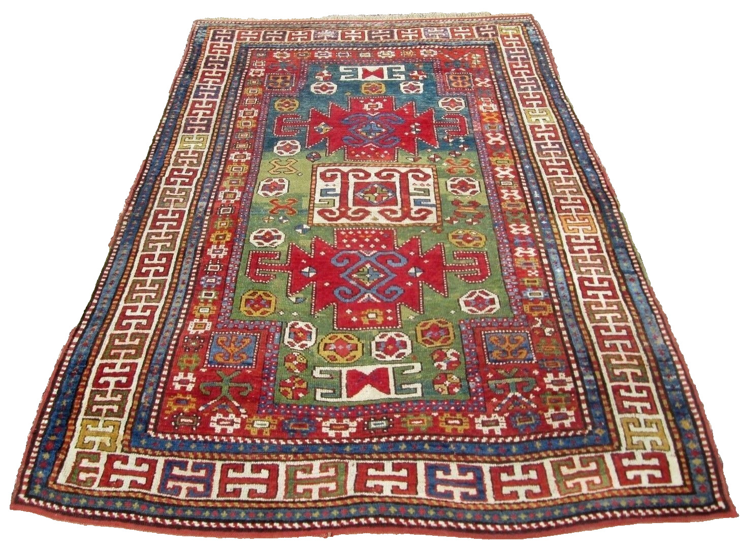 Antique Caucasian Kazak Wool Rug 4.9x6.7 ft