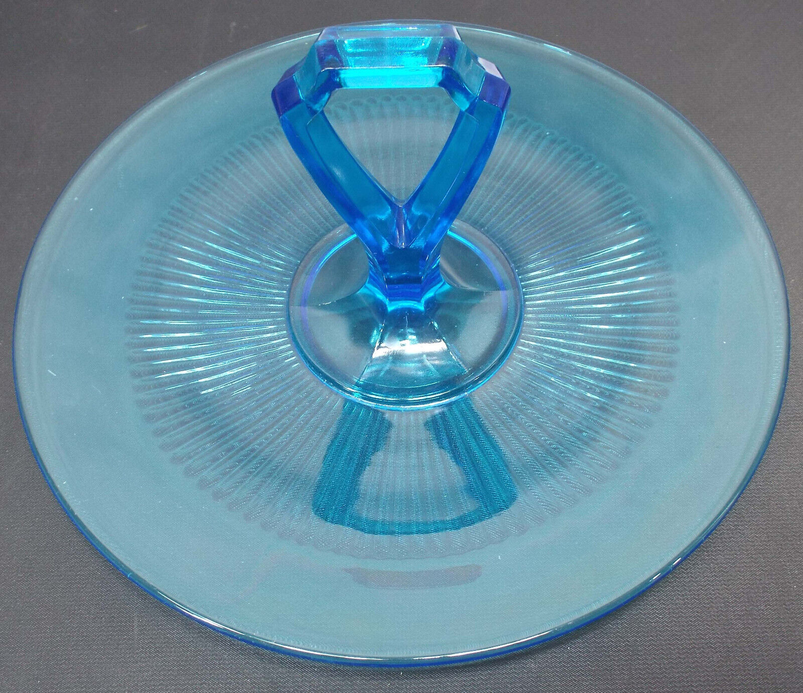 Antique 1900s Vaseline Blue Glass Server Tray