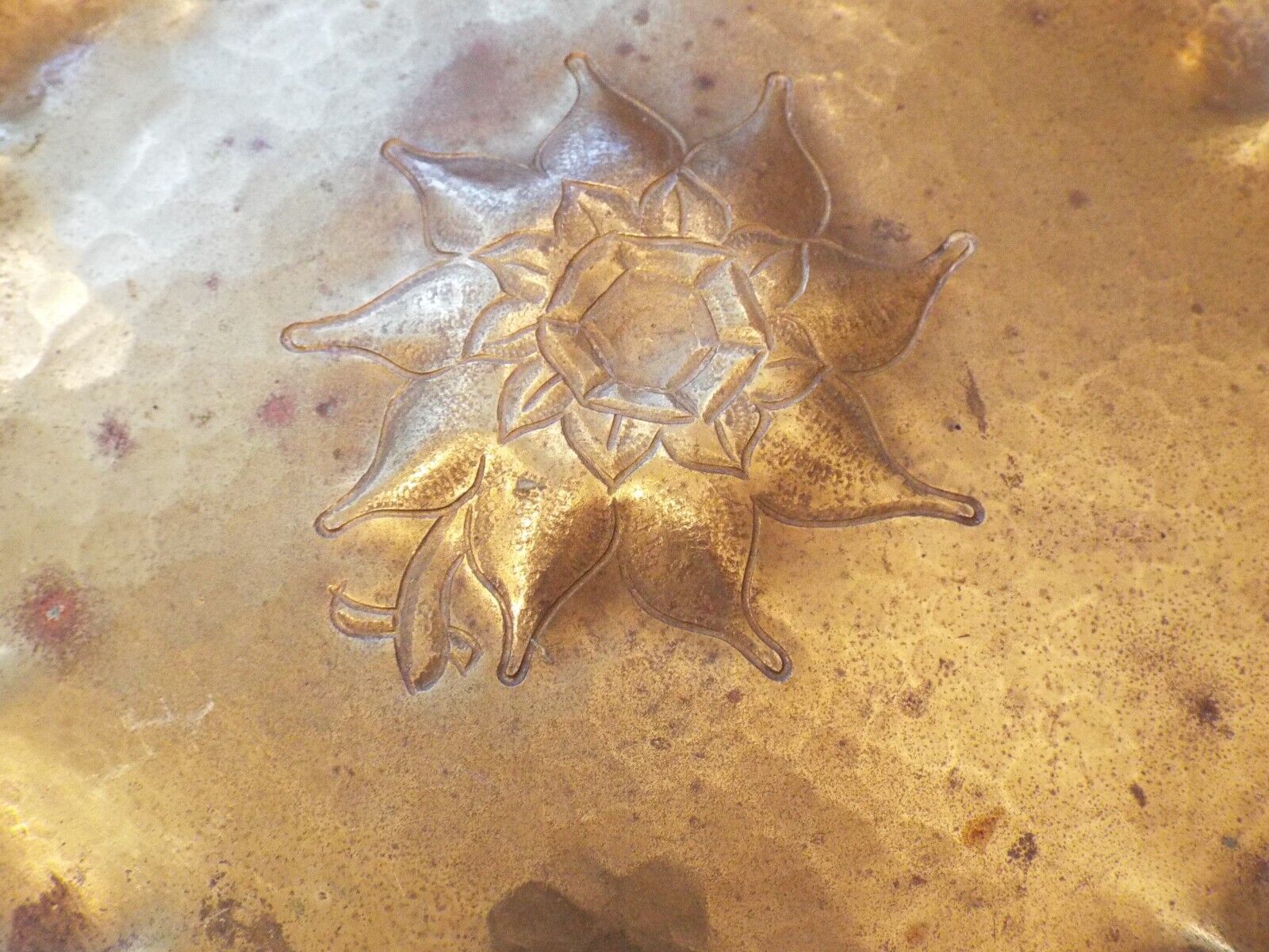 Unique Antique Brass Engraved Serving Plate/Tray