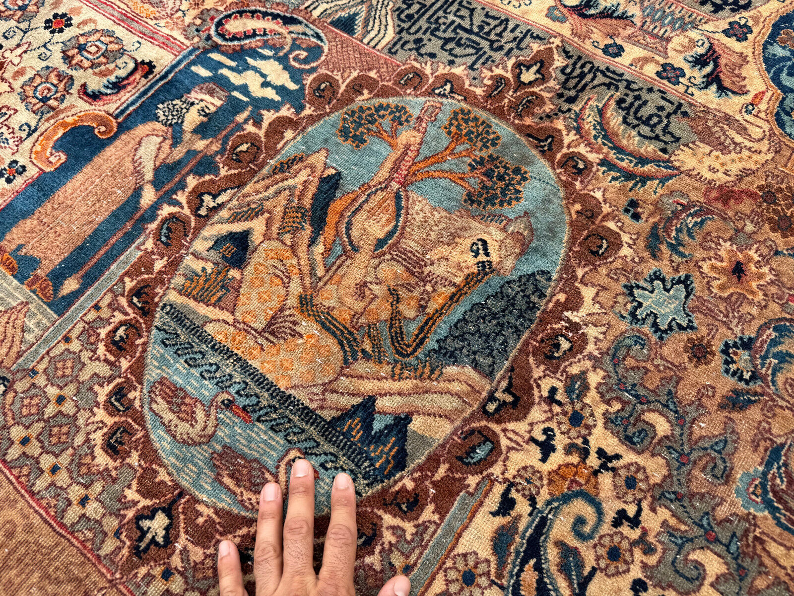 Vintage Antique Oriental Rug 8x12, 1800s