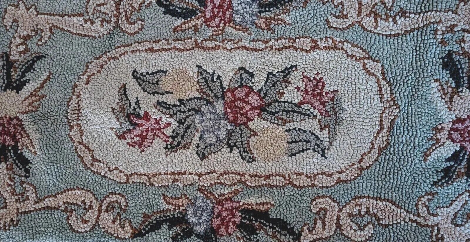 Hand Hooked Antique Wool Rug, 24" x 47