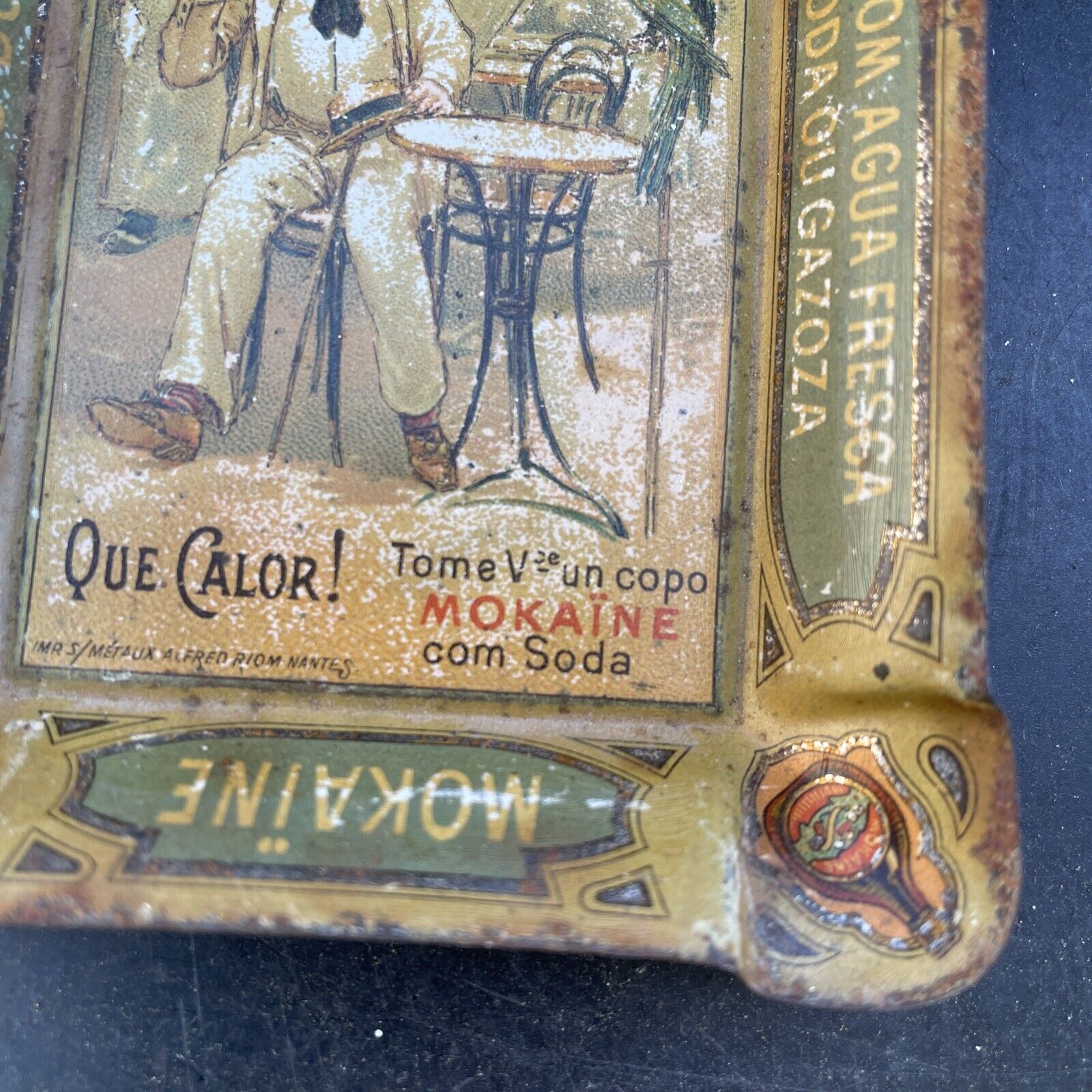 Early 1900s Mokaine Liqueurs Tin Tip Tray