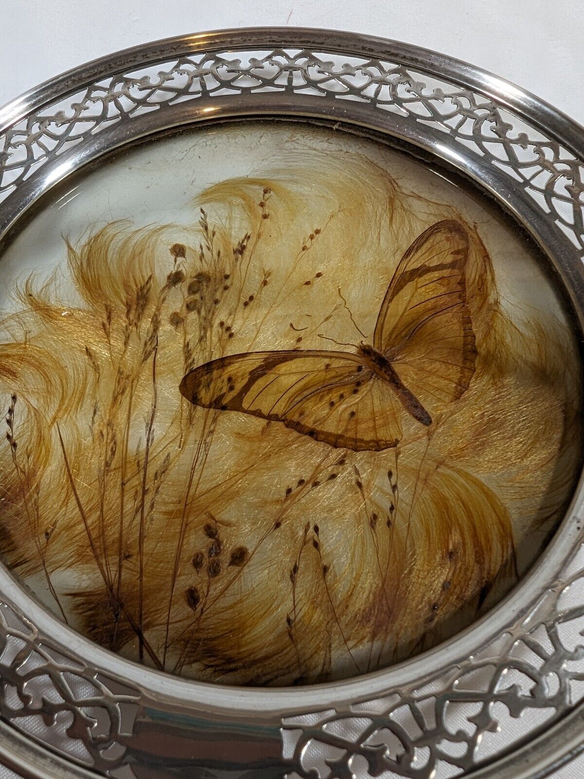 Early 1900s Sterling Silver Butterfly Round Tray