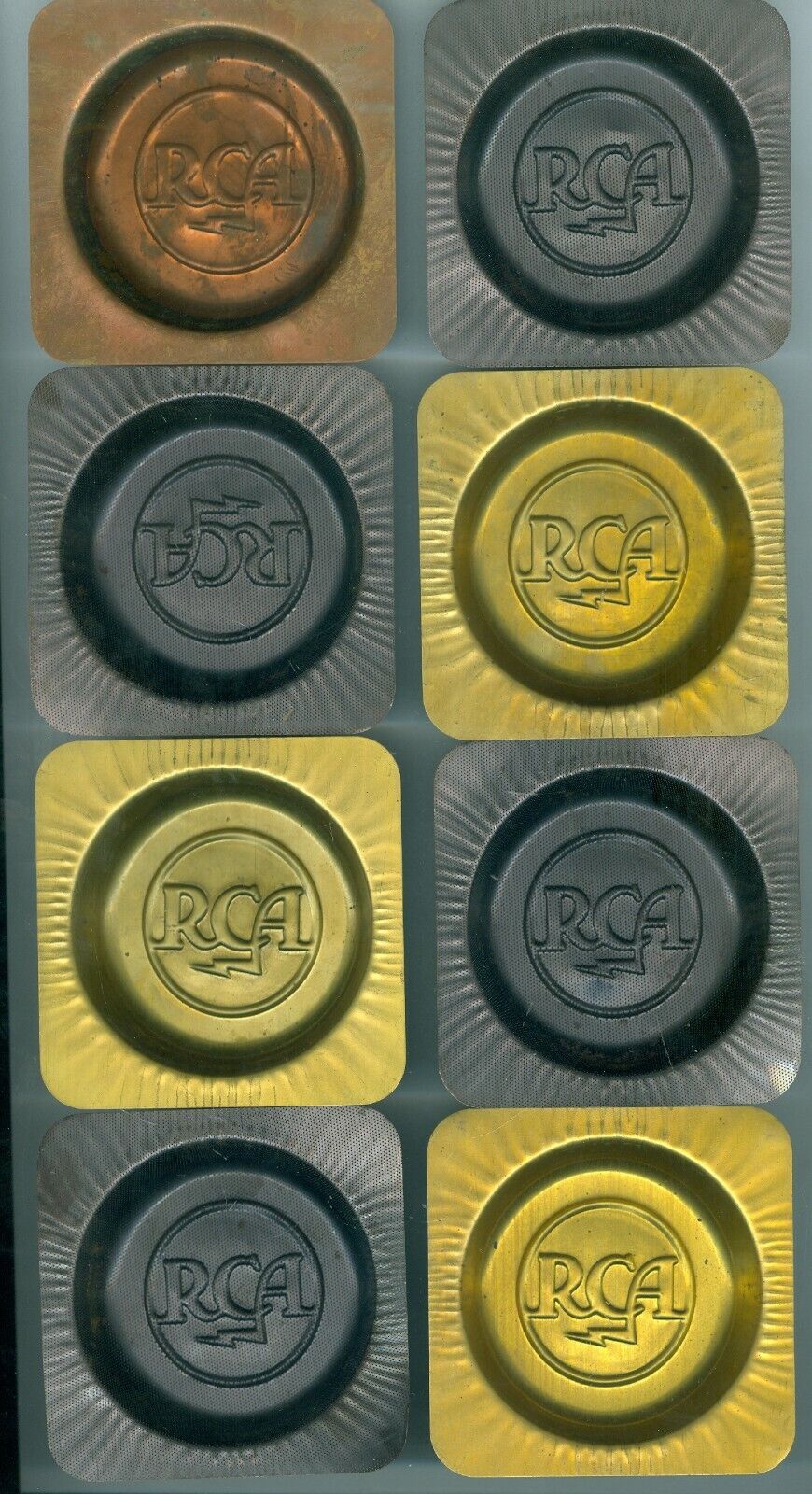 Set of 8 Vintage RCA Radio Metal Trays