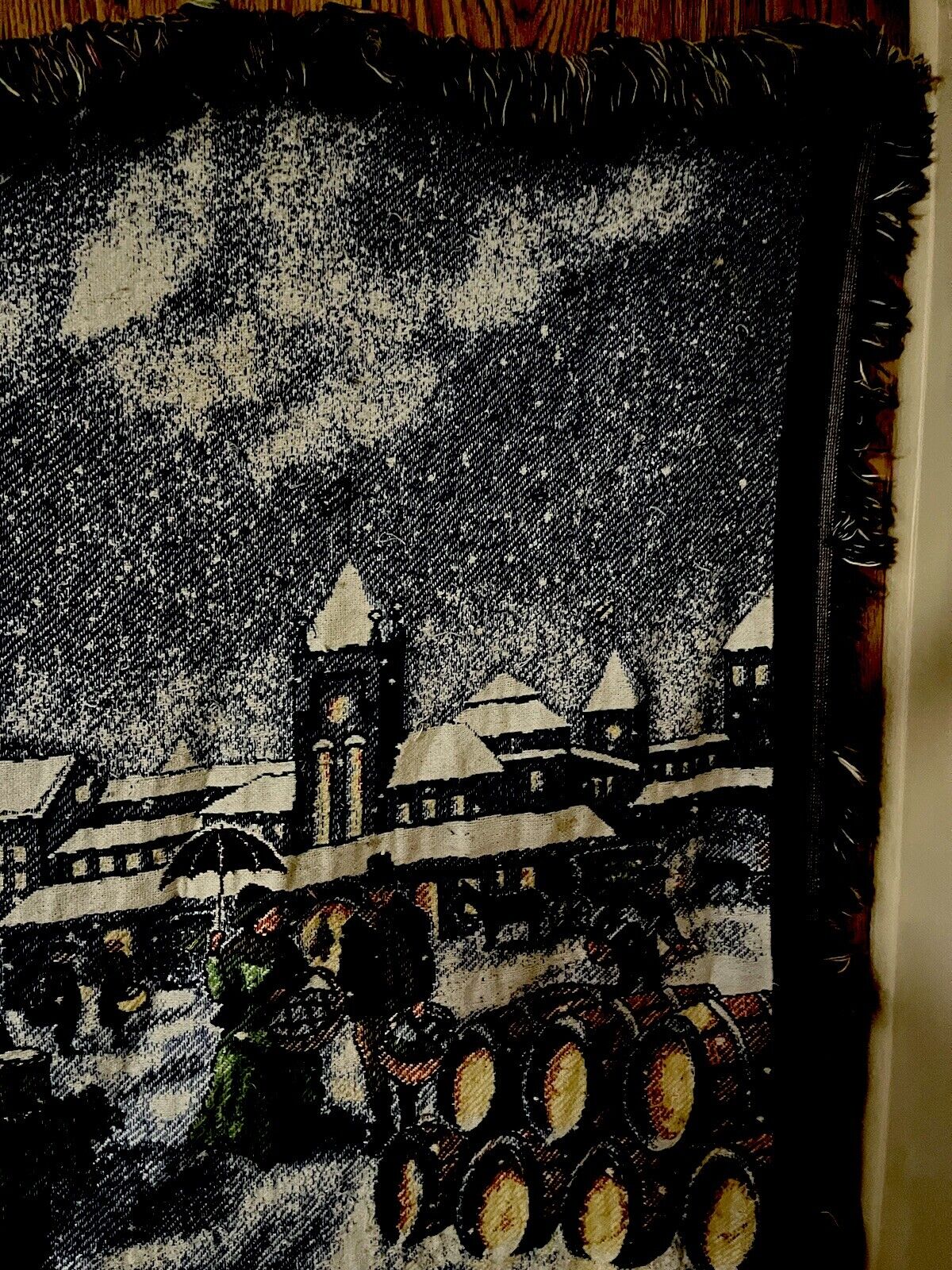 1800s Train Station Throw Rug with Pillow