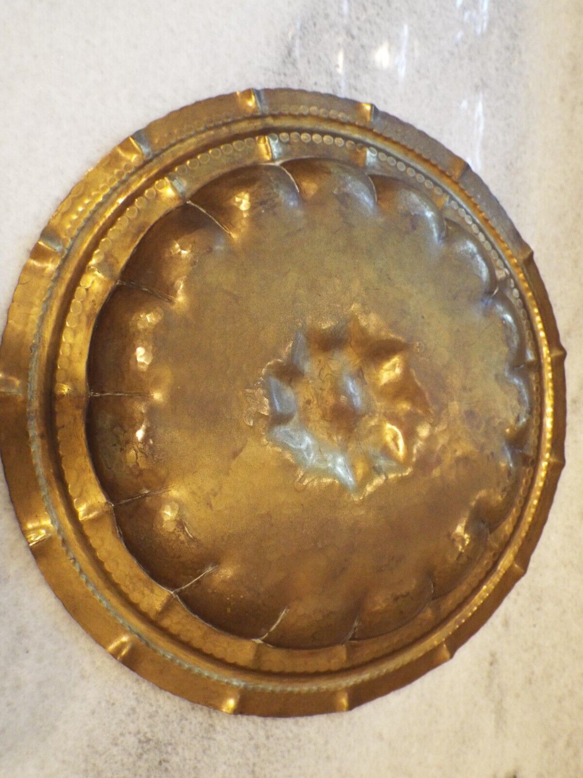 Unique Antique Brass Engraved Serving Plate/Tray