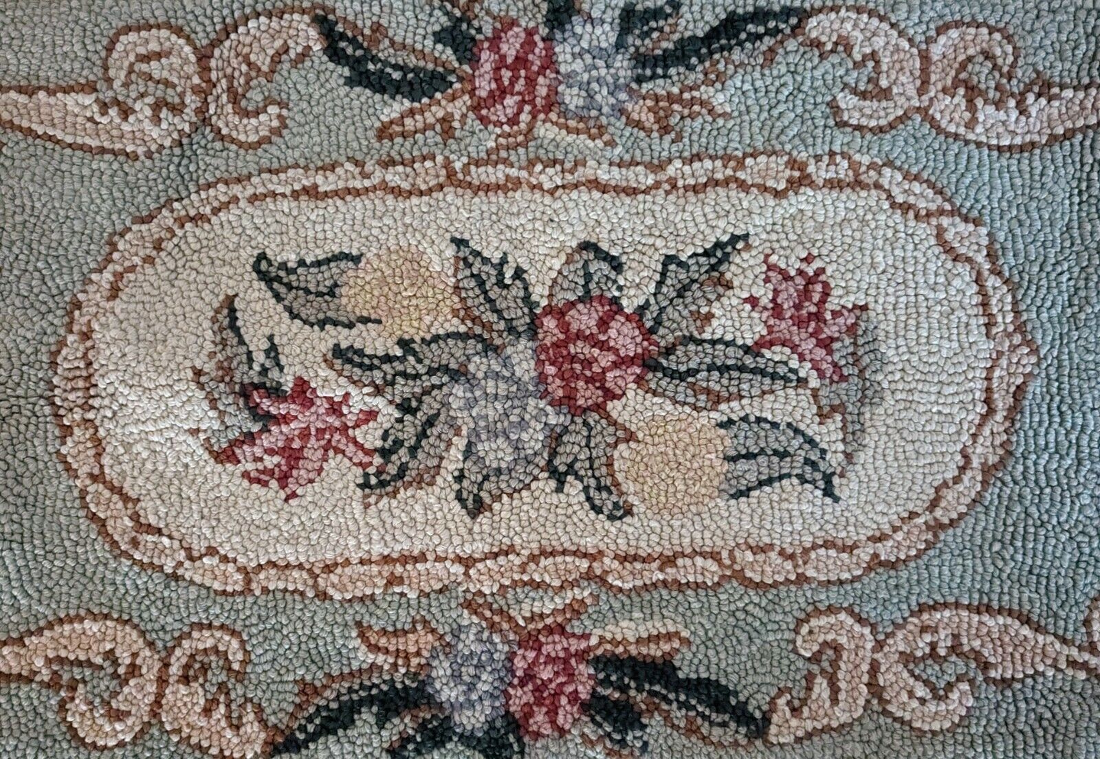 Hand Hooked Antique Wool Rug, 24" x 47