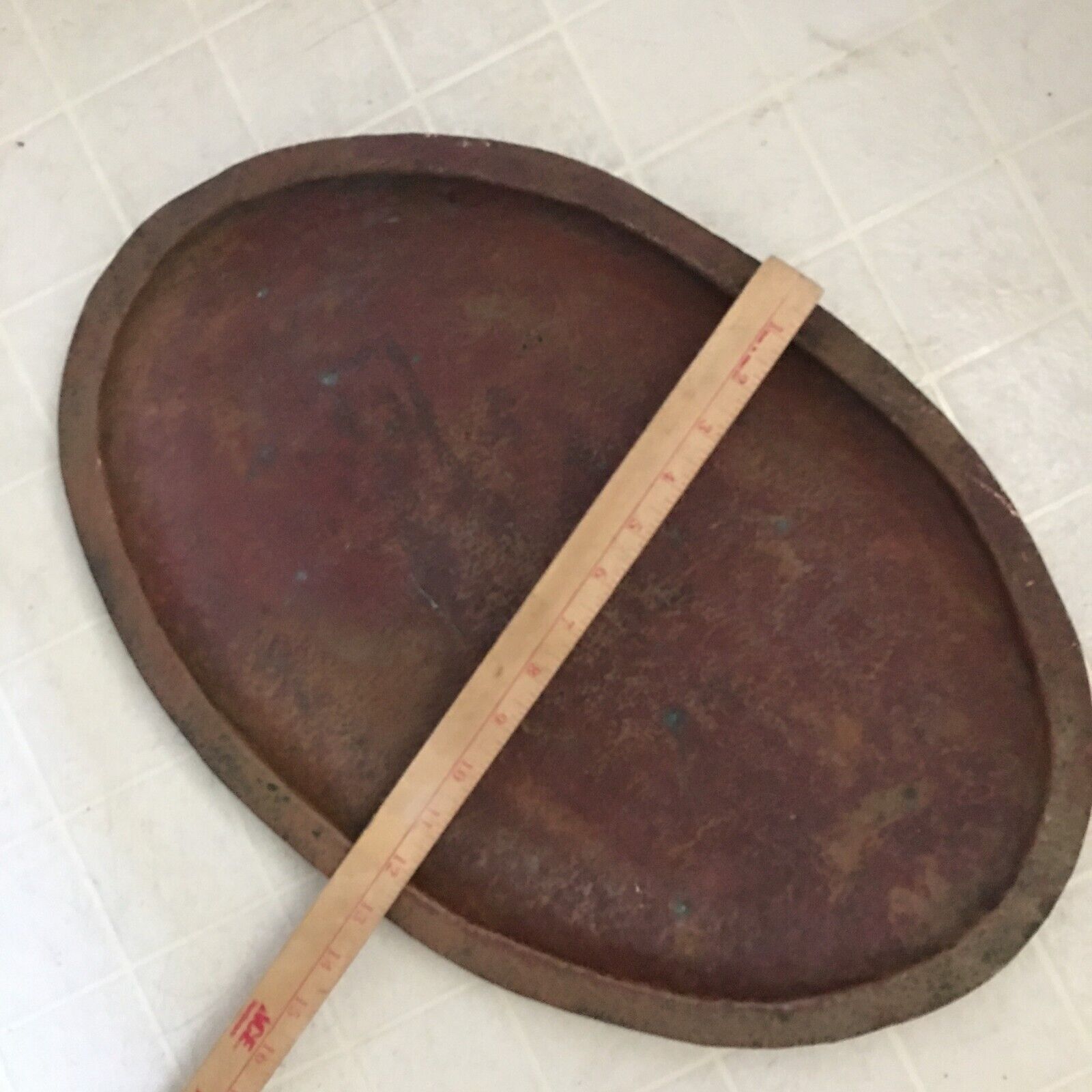 Large Antique 1900s Hammered Copper Serving Tray