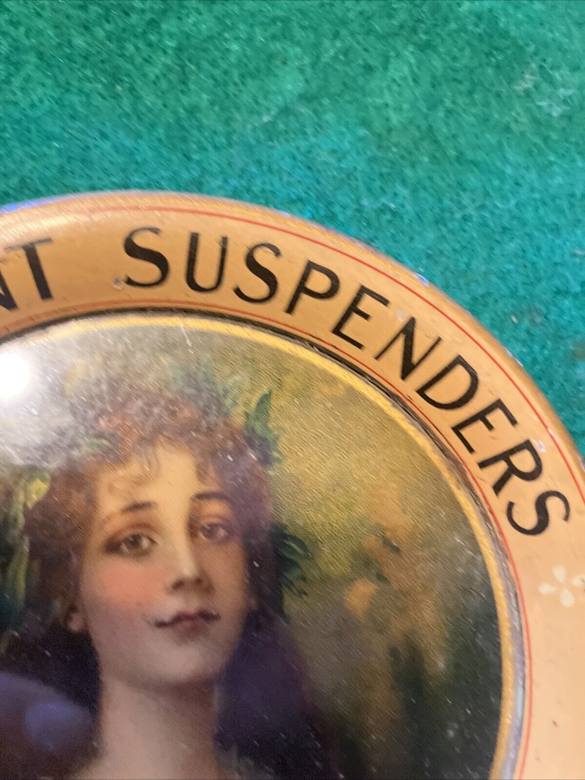 1900s Antique President Suspenders Tin Litho Tray