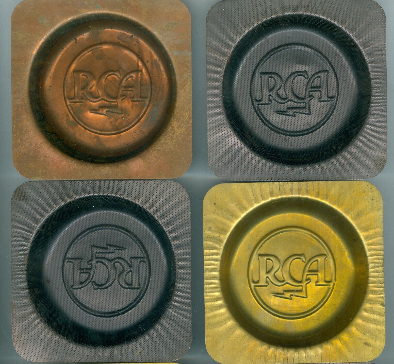 Set of 8 Vintage RCA Radio Metal Trays