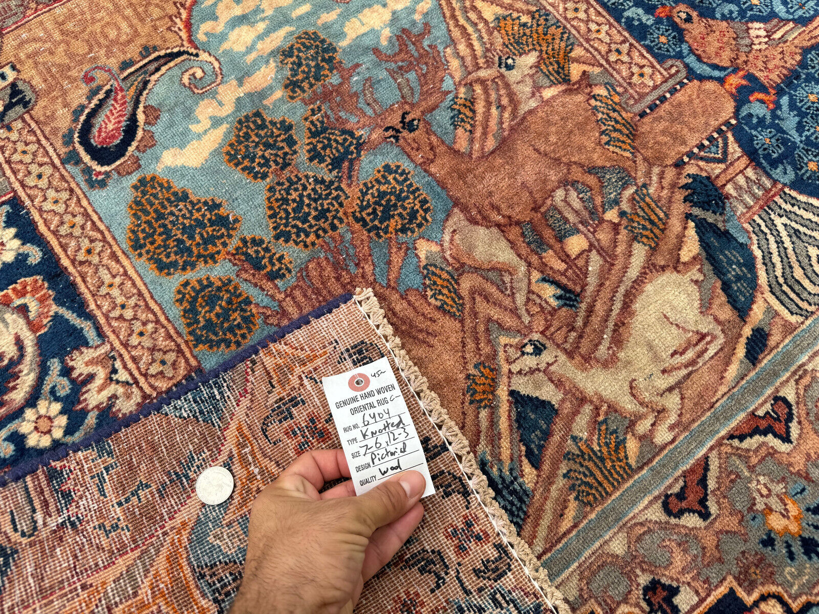 Vintage Antique Oriental Rug 8x12, 1800s