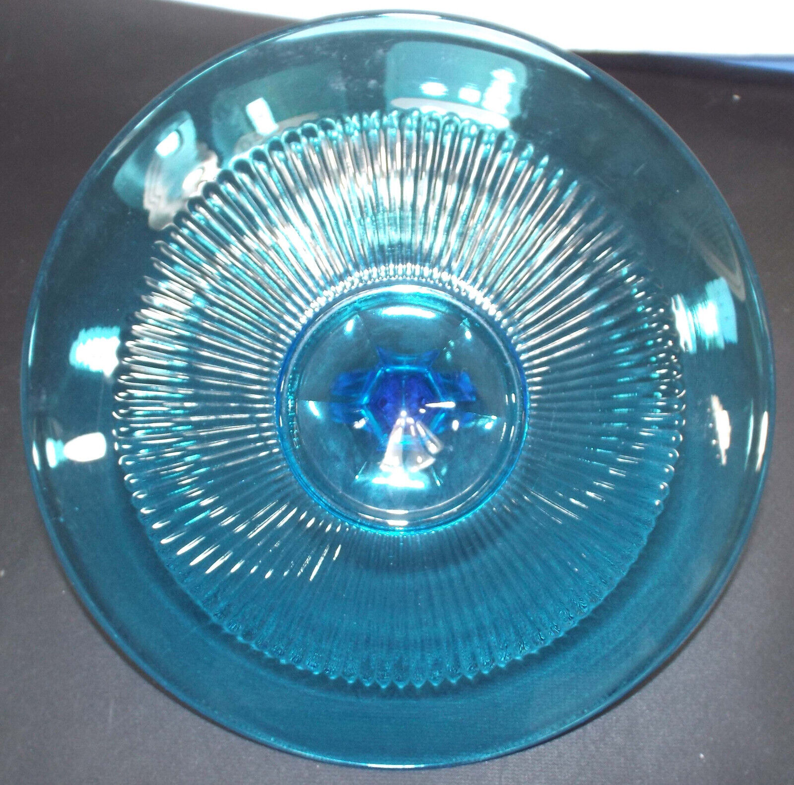 Antique 1900s Vaseline Blue Glass Server Tray
