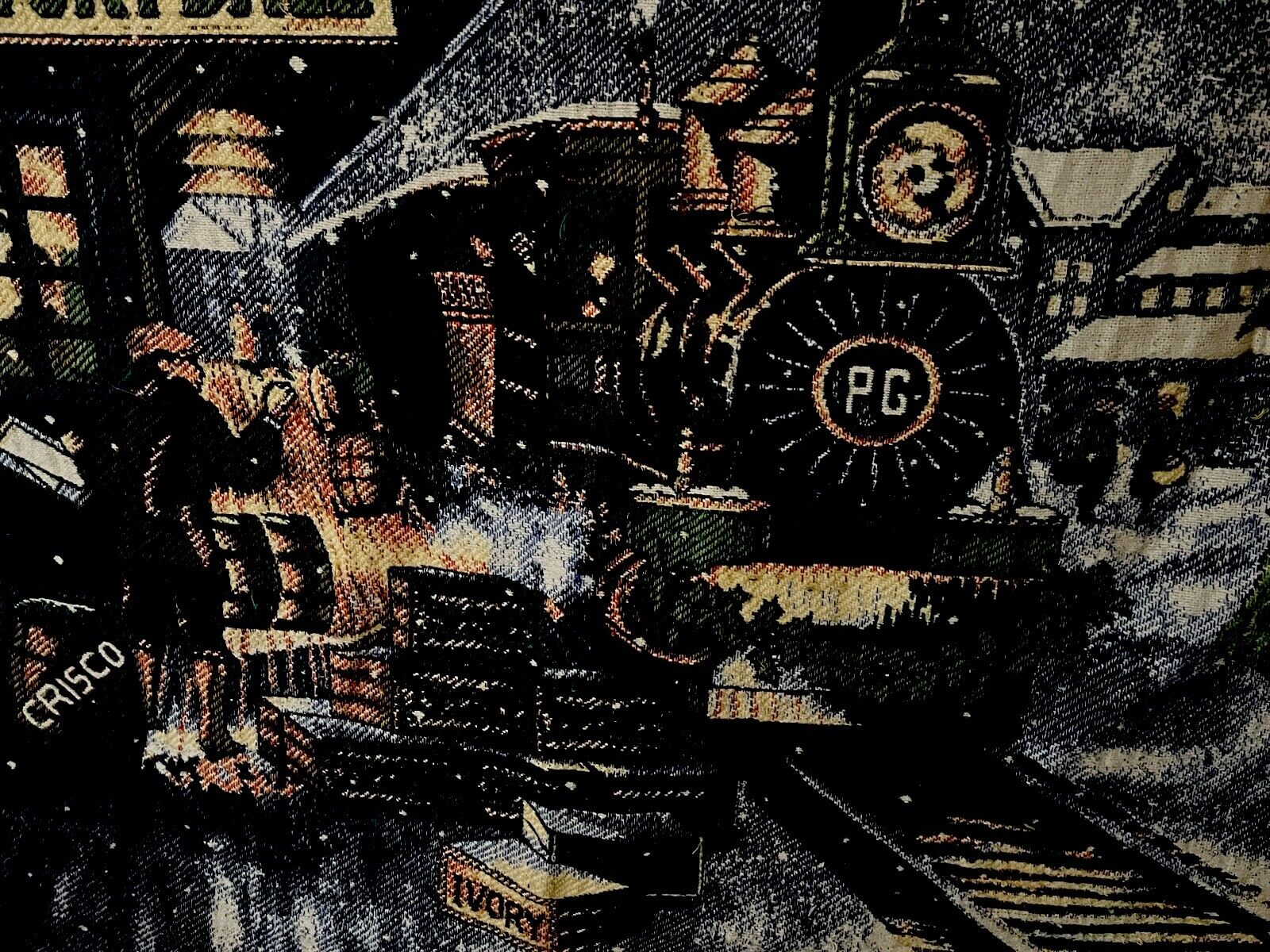 1800s Train Station Throw Rug with Pillow