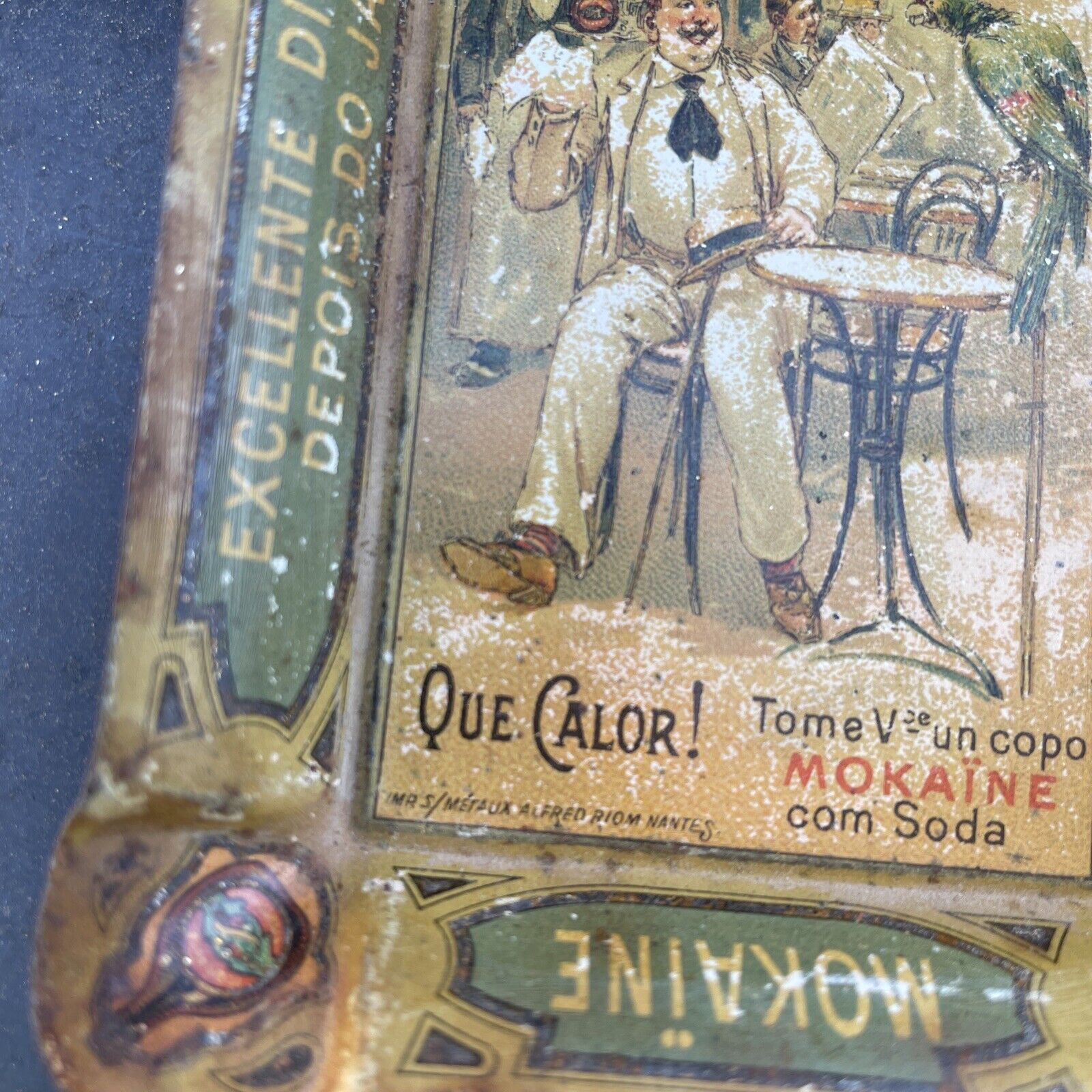 Early 1900s Mokaine Liqueurs Tin Tip Tray