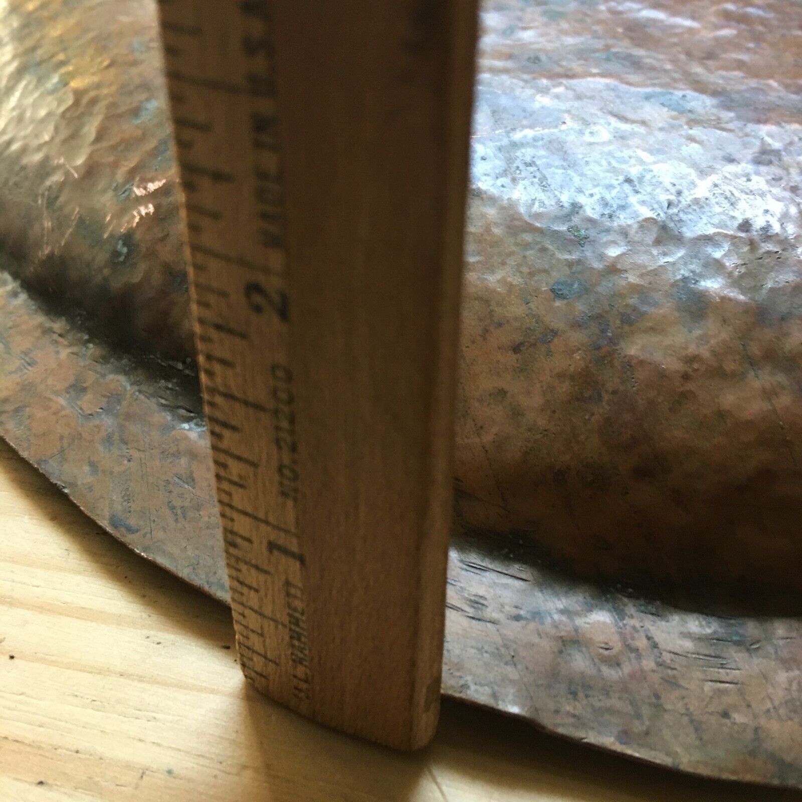 Large Antique 1900s Hammered Copper Serving Tray