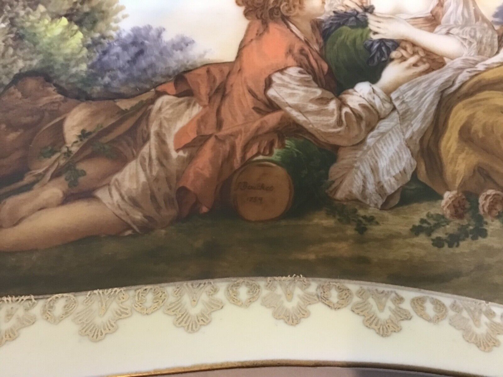Antique Gilded Gold Madame Pompadour Serving Tray