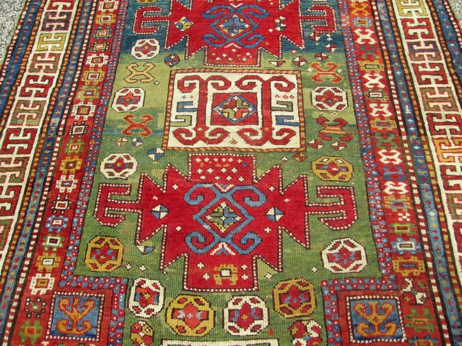 Antique Caucasian Kazak Wool Rug 4.9x6.7 ft