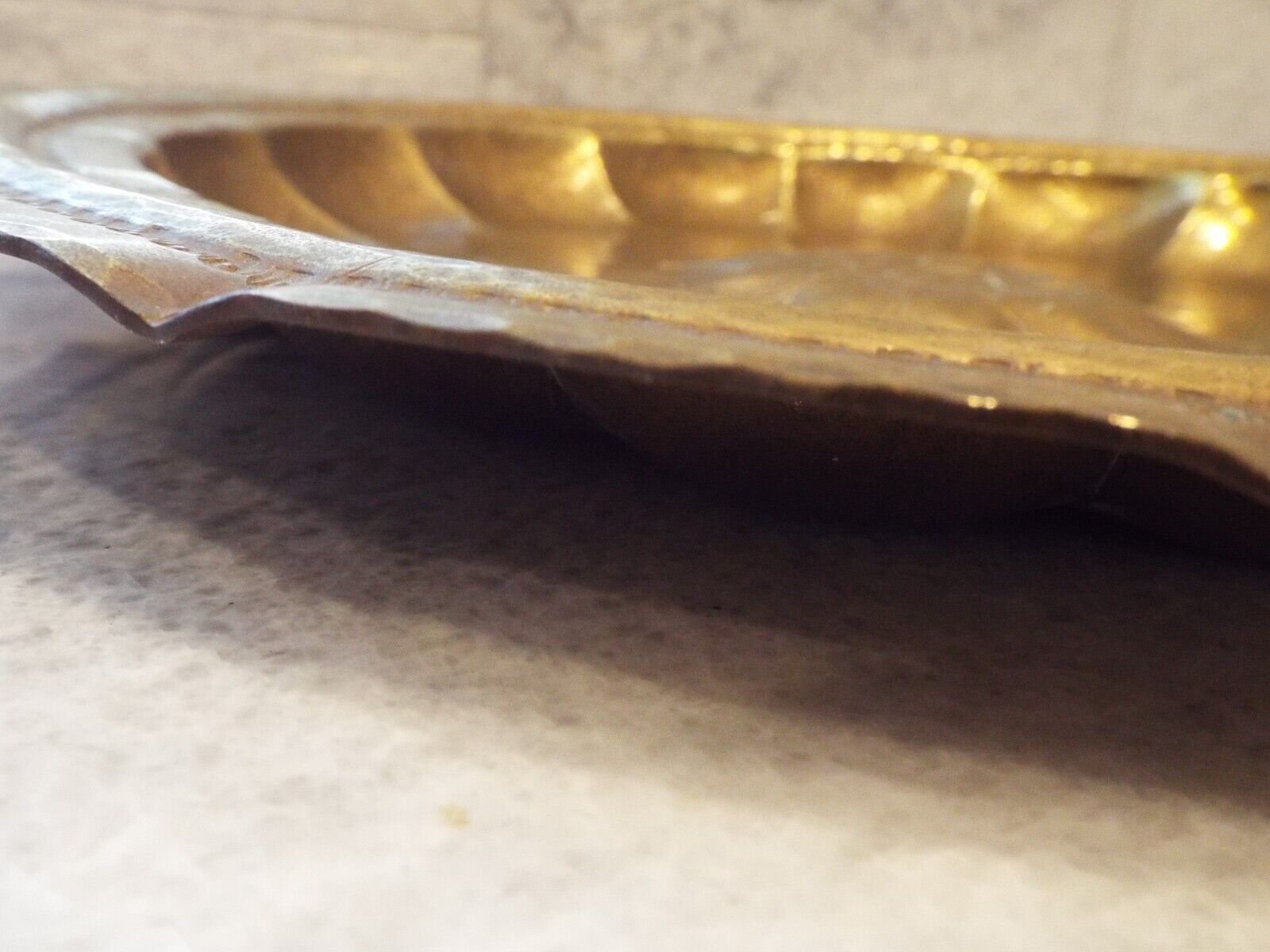 Unique Antique Brass Engraved Serving Plate/Tray
