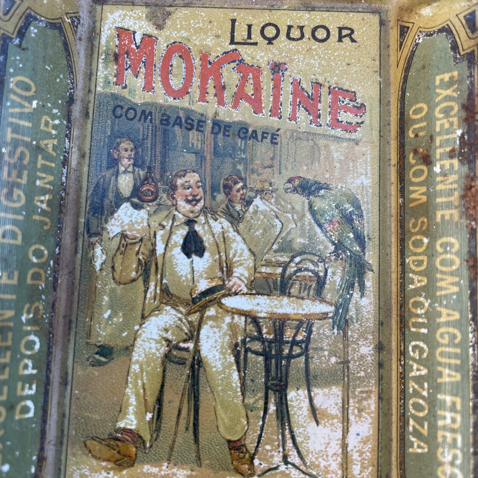 Early 1900s Mokaine Liqueurs Tin Tip Tray