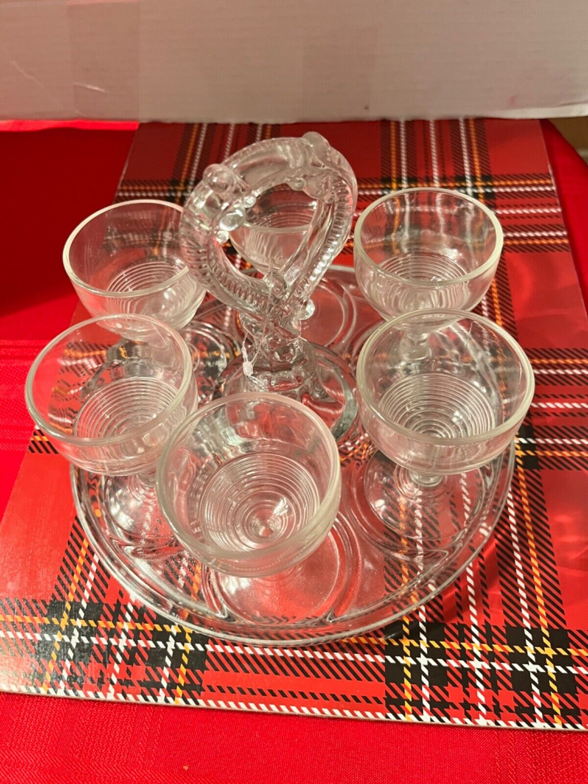 Antique EAPG Cordial Glasses with Tray Set
