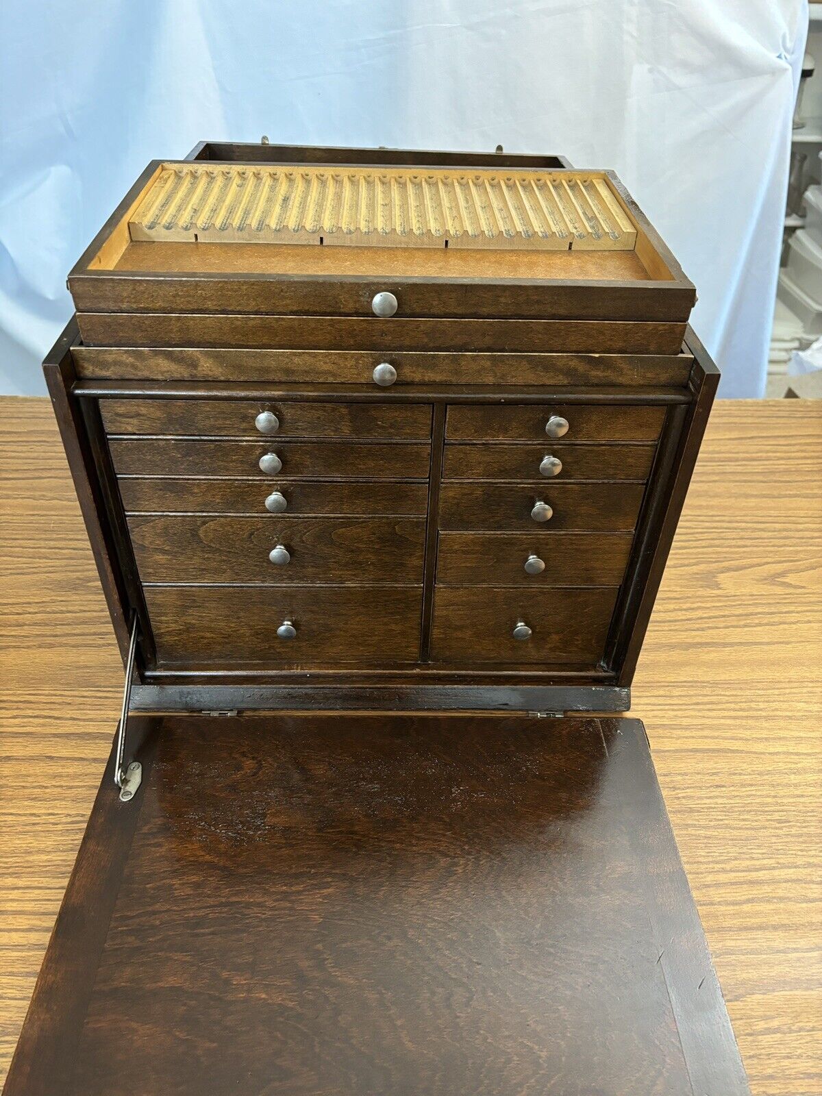 Early 1900s Portable Dental Cabinet with 10 Drawers