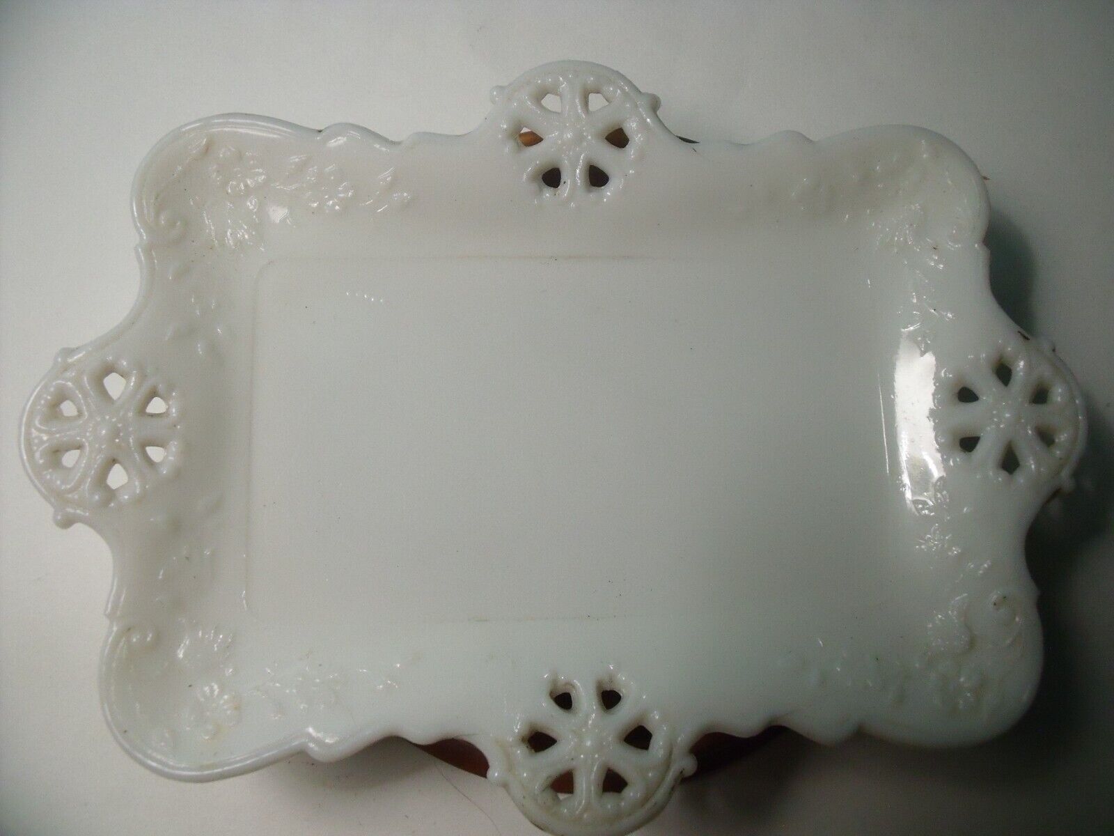 Victorian Milk Glass Dresser Tray, Early 1900s