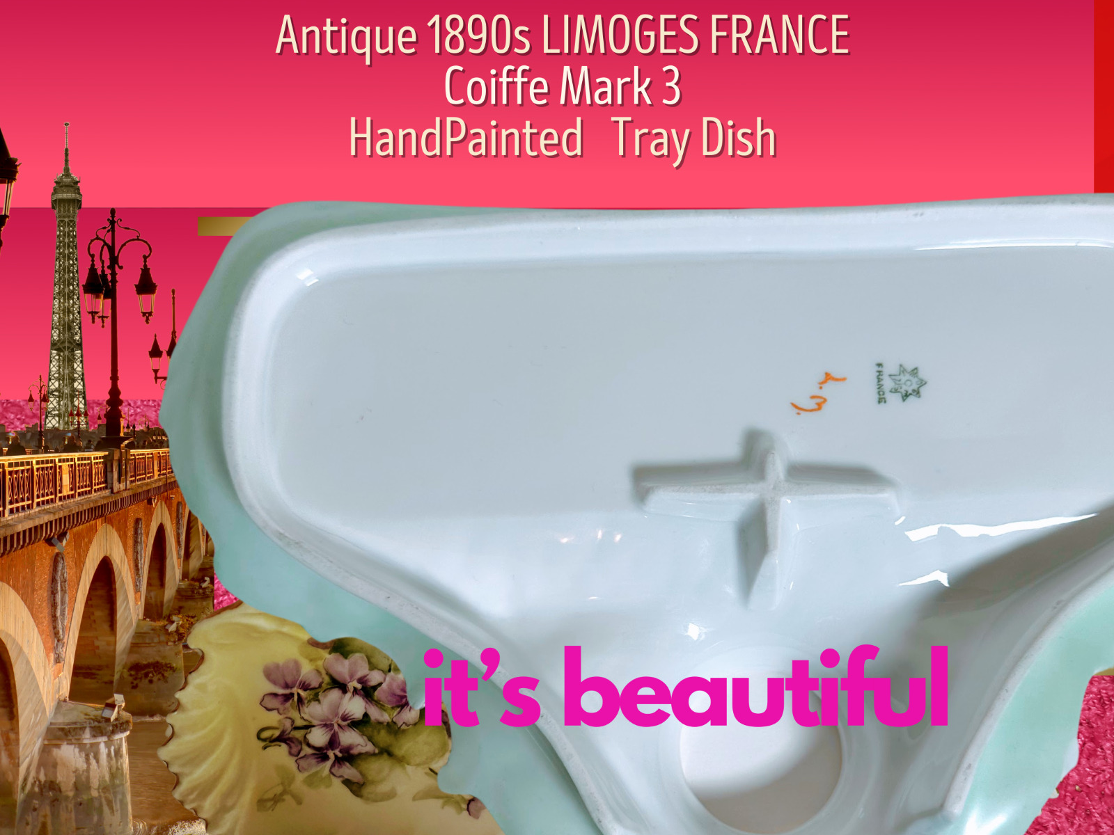 Antique Hand-Painted Limoges Tray - 1900s France