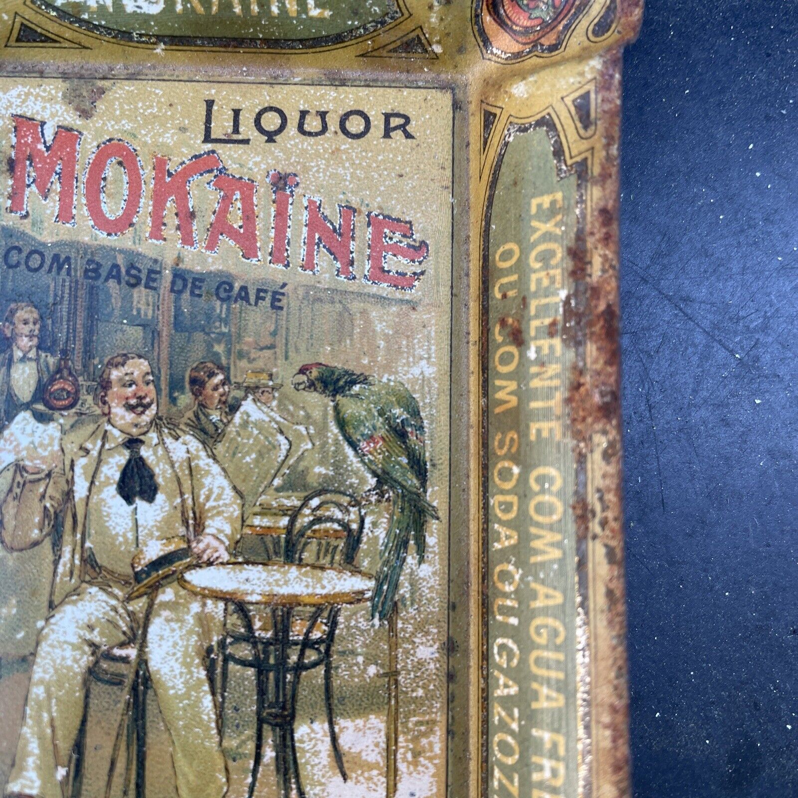 Early 1900s Mokaine Liqueurs Tin Tip Tray