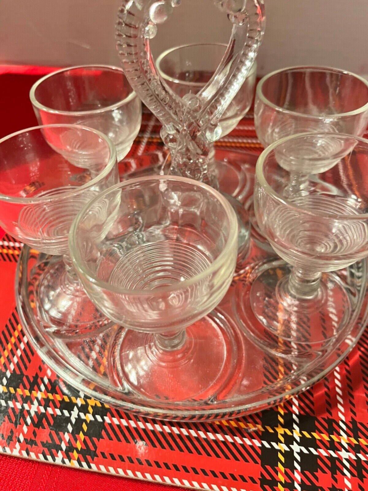 Antique EAPG Cordial Glasses with Tray Set