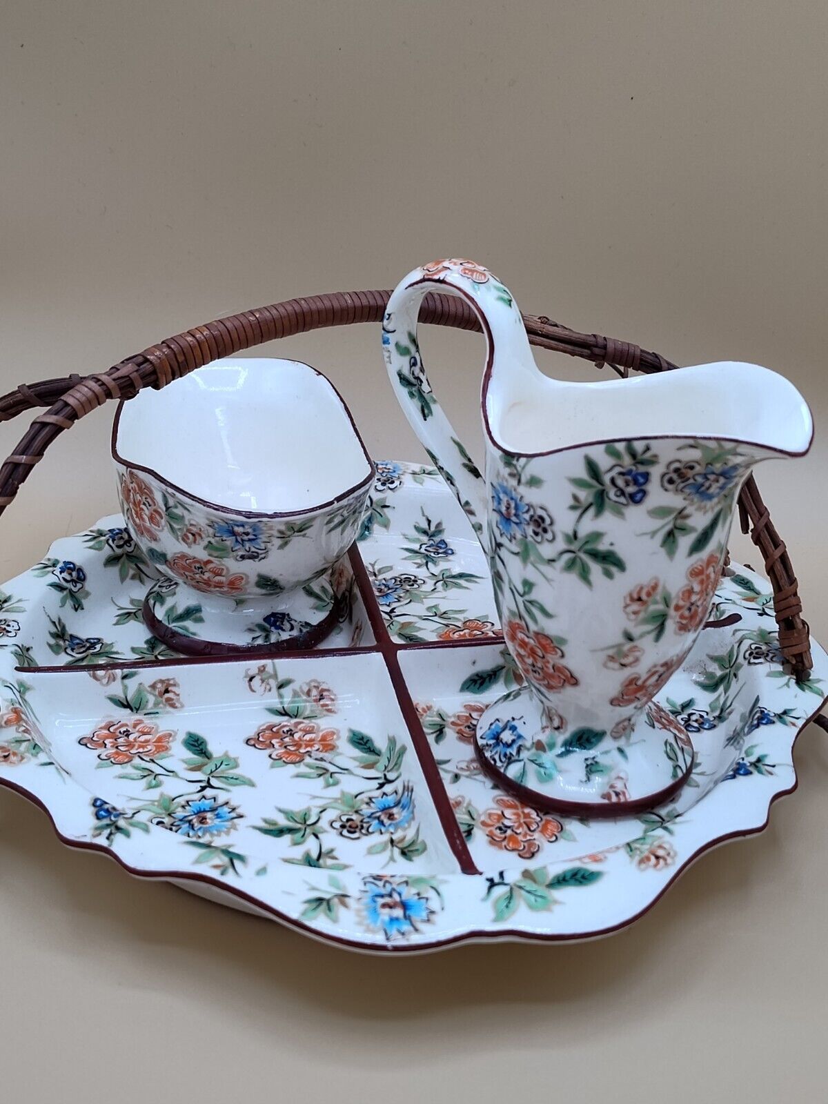 Czecho Slovakia Erphila Art Pottery Divided Tray