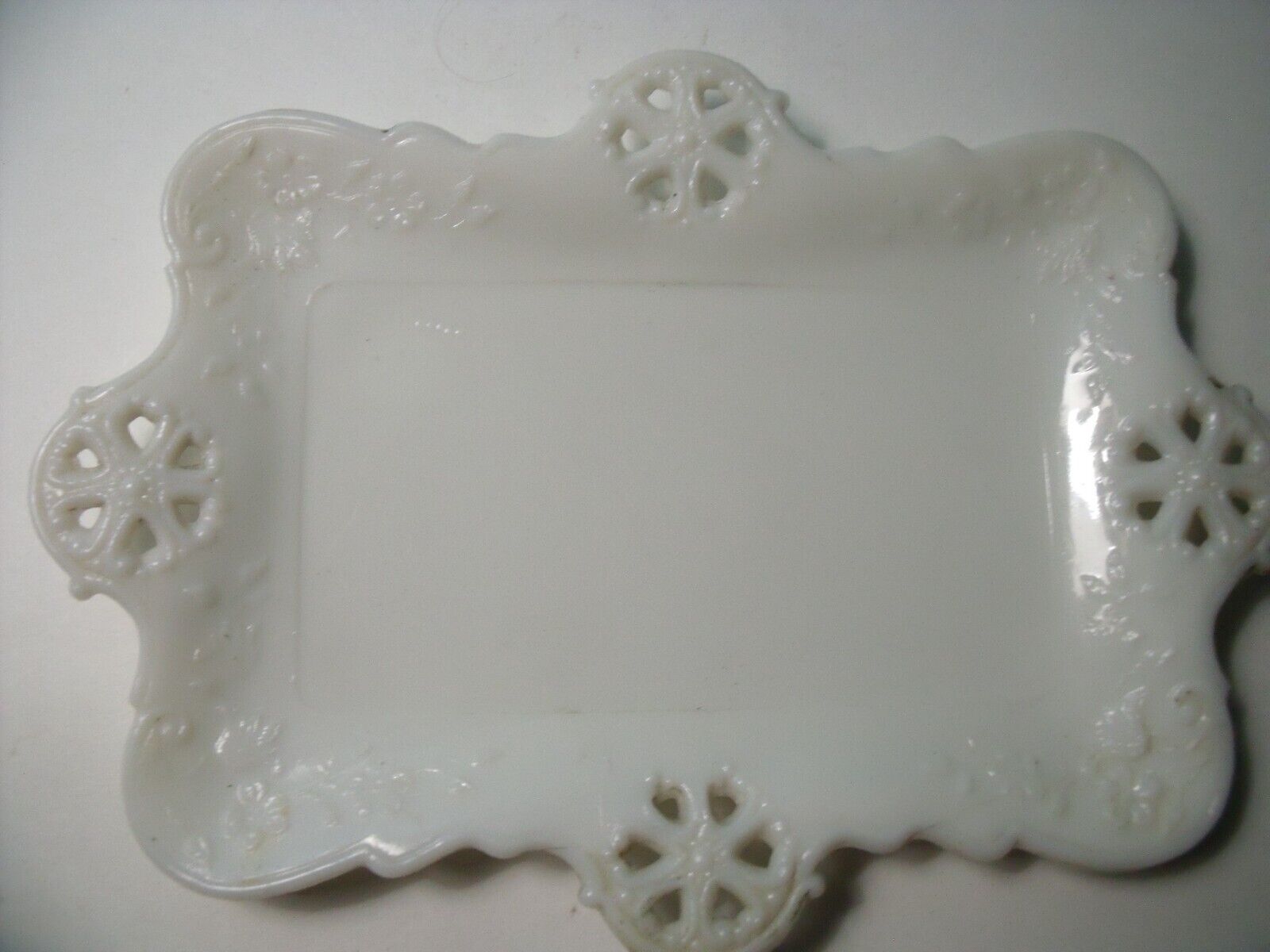 Victorian Milk Glass Dresser Tray, Early 1900s