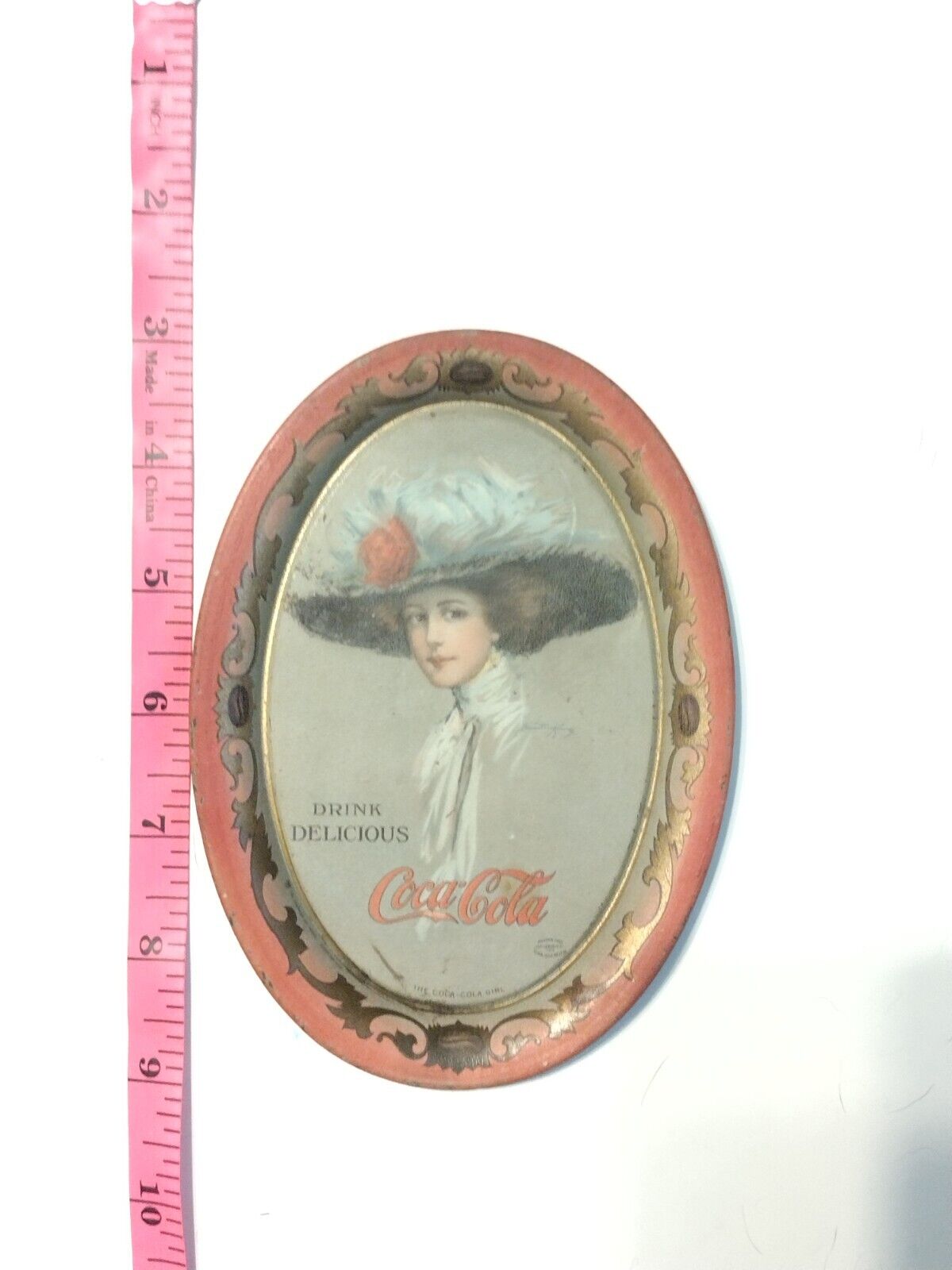 Antique Coca-Cola Girl Penny Tray, Early 1900s