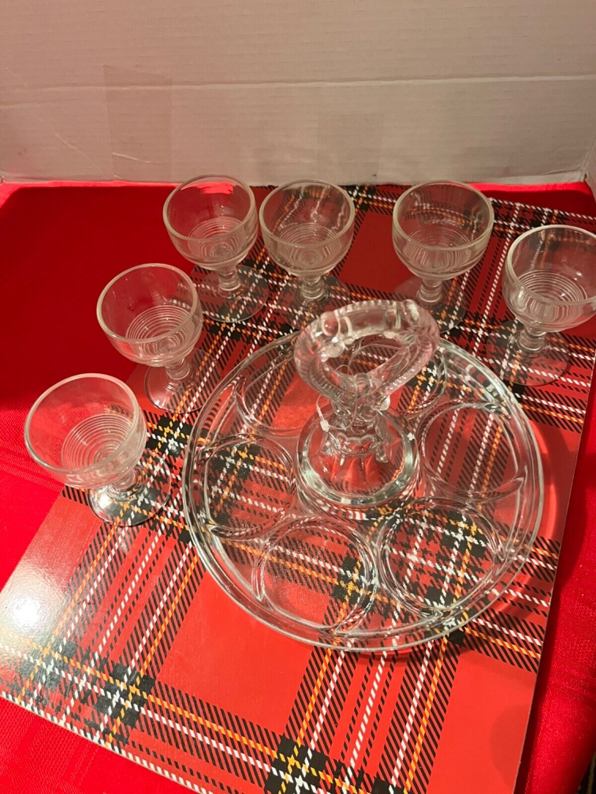 Antique EAPG Cordial Glasses with Tray Set