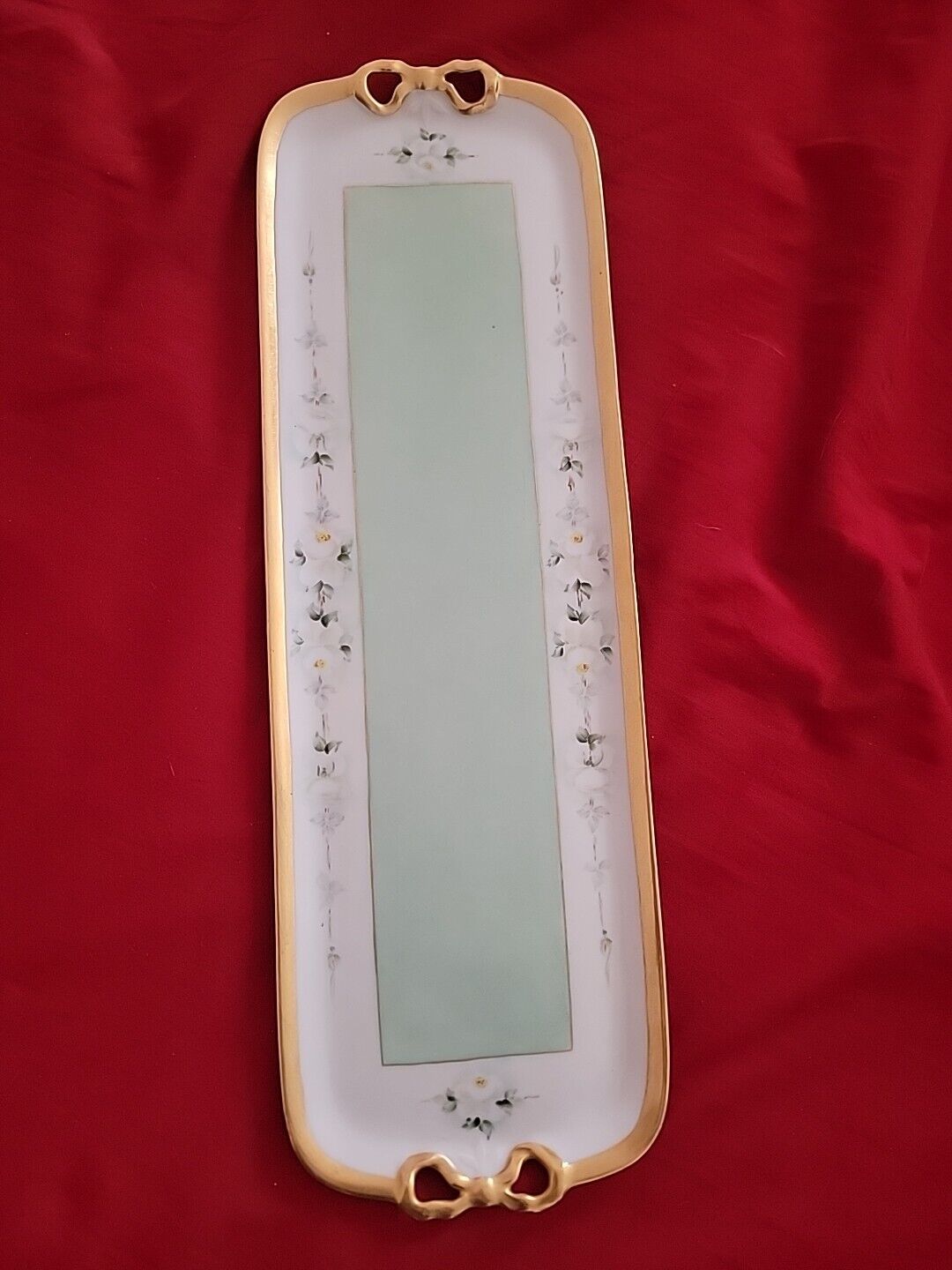 Bavarian 1900s Ceramic Tray with Gold Trim